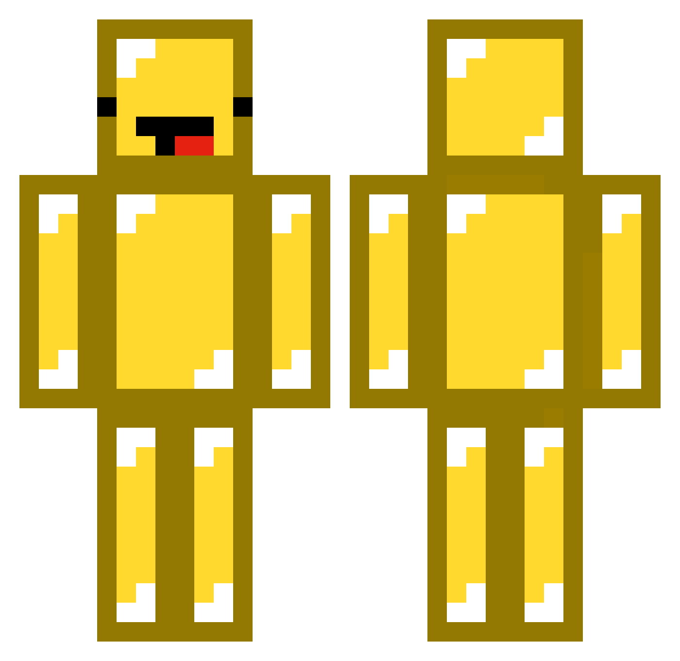 Etepetete Minecraft skin, front and back view
