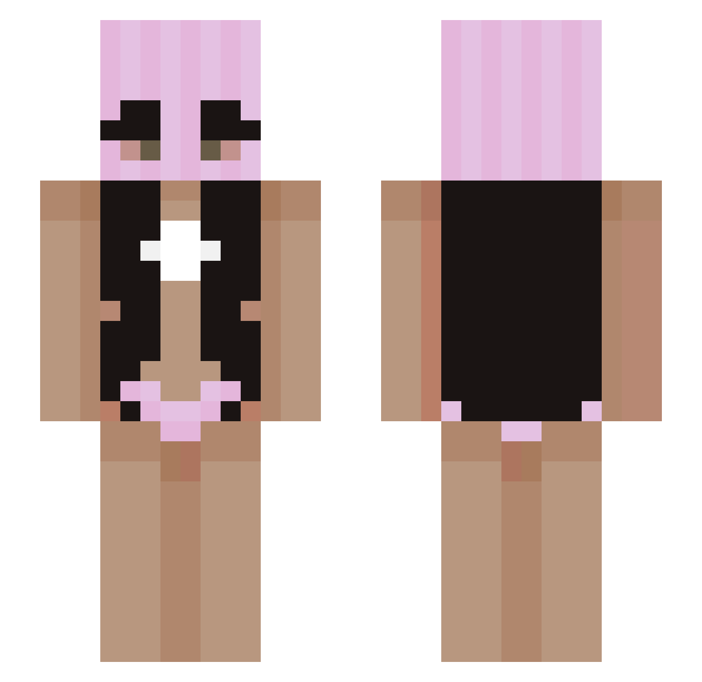oSaskia Minecraft skin, front and back view