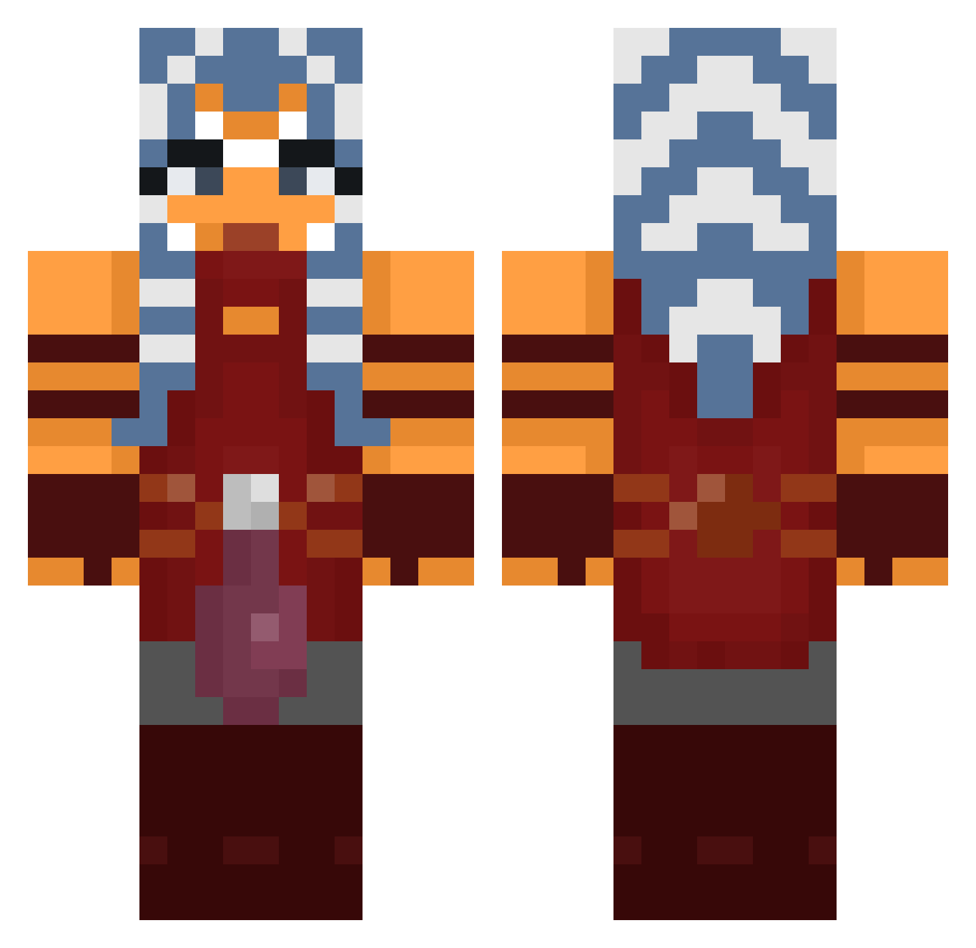 60c Minecraft skin, front and back view