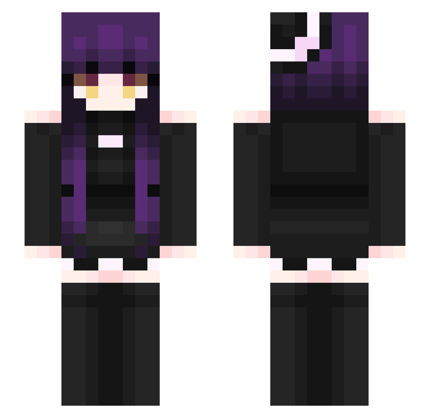 SpookyRiuku Minecraft skin, front and back view