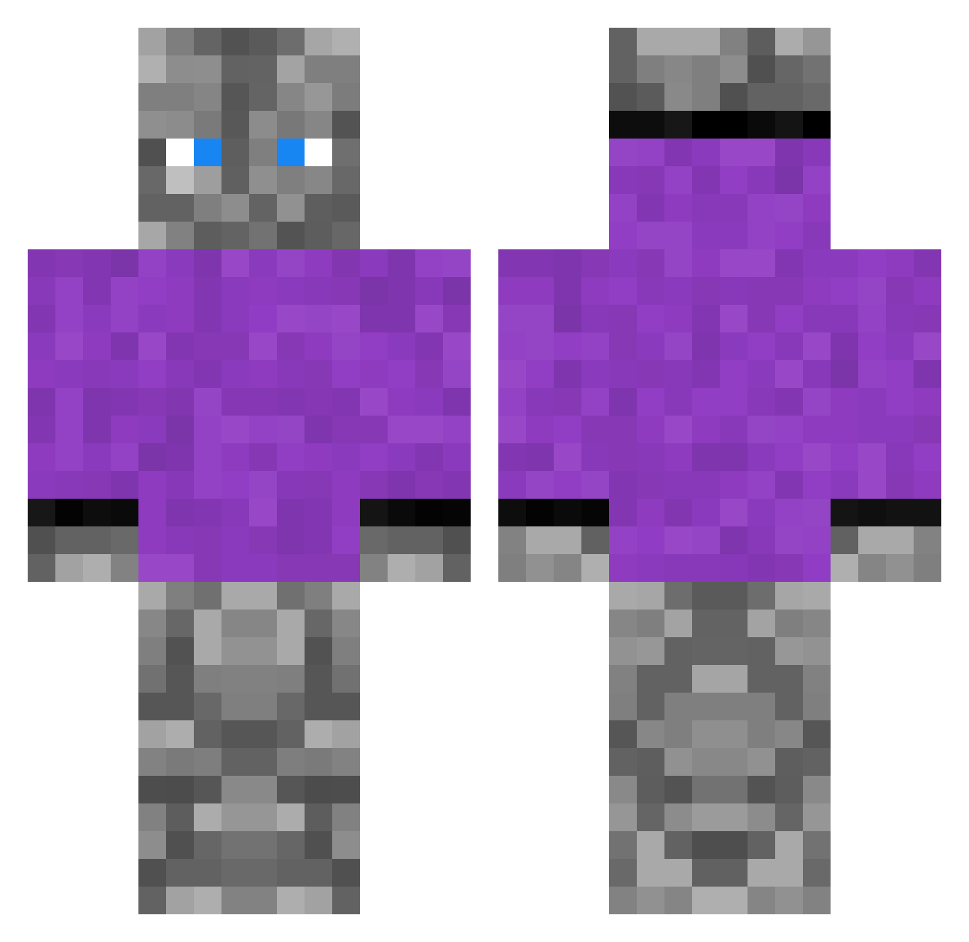 CobbleMX Minecraft skin, front and back view