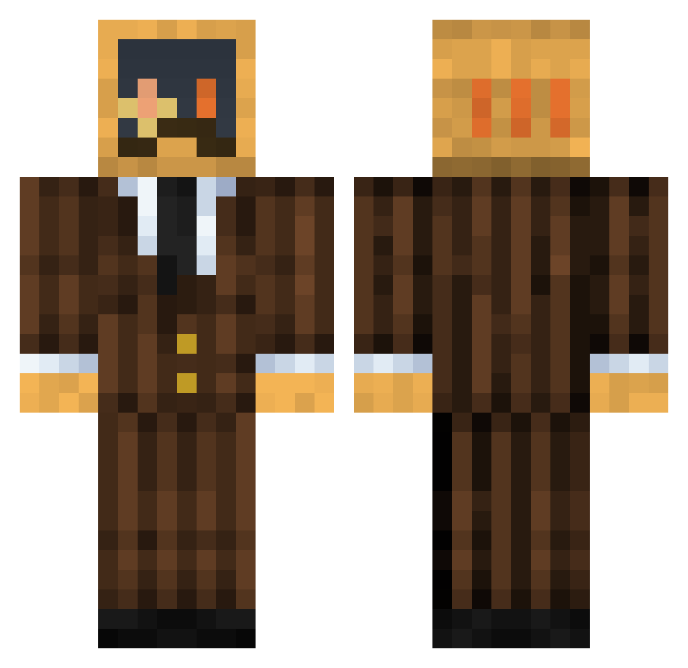 Temperable Minecraft skin, front and back view