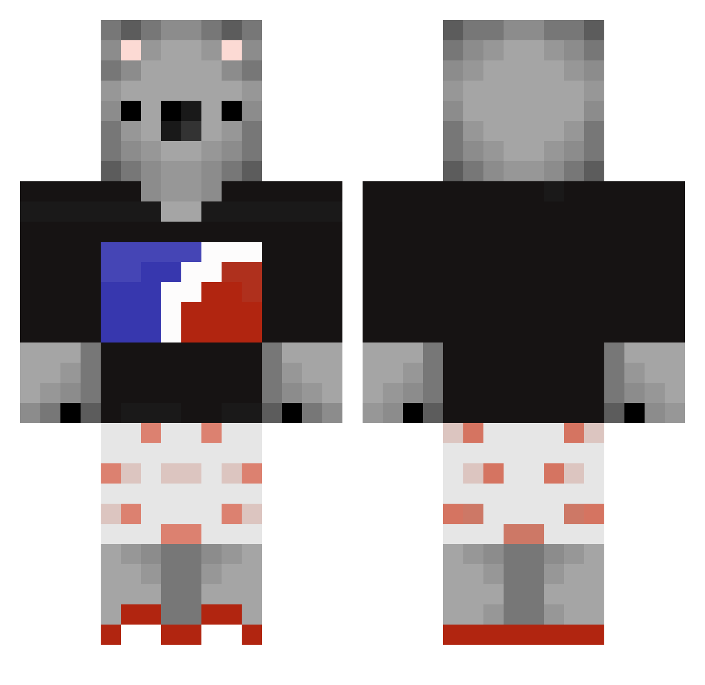 1zm Minecraft skin, front and back view