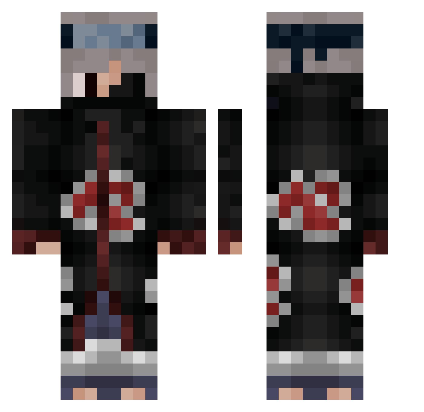 Qxeefs Minecraft skin, front and back view