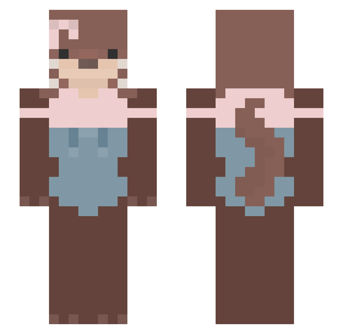 Pancky Minecraft skin, front and back view