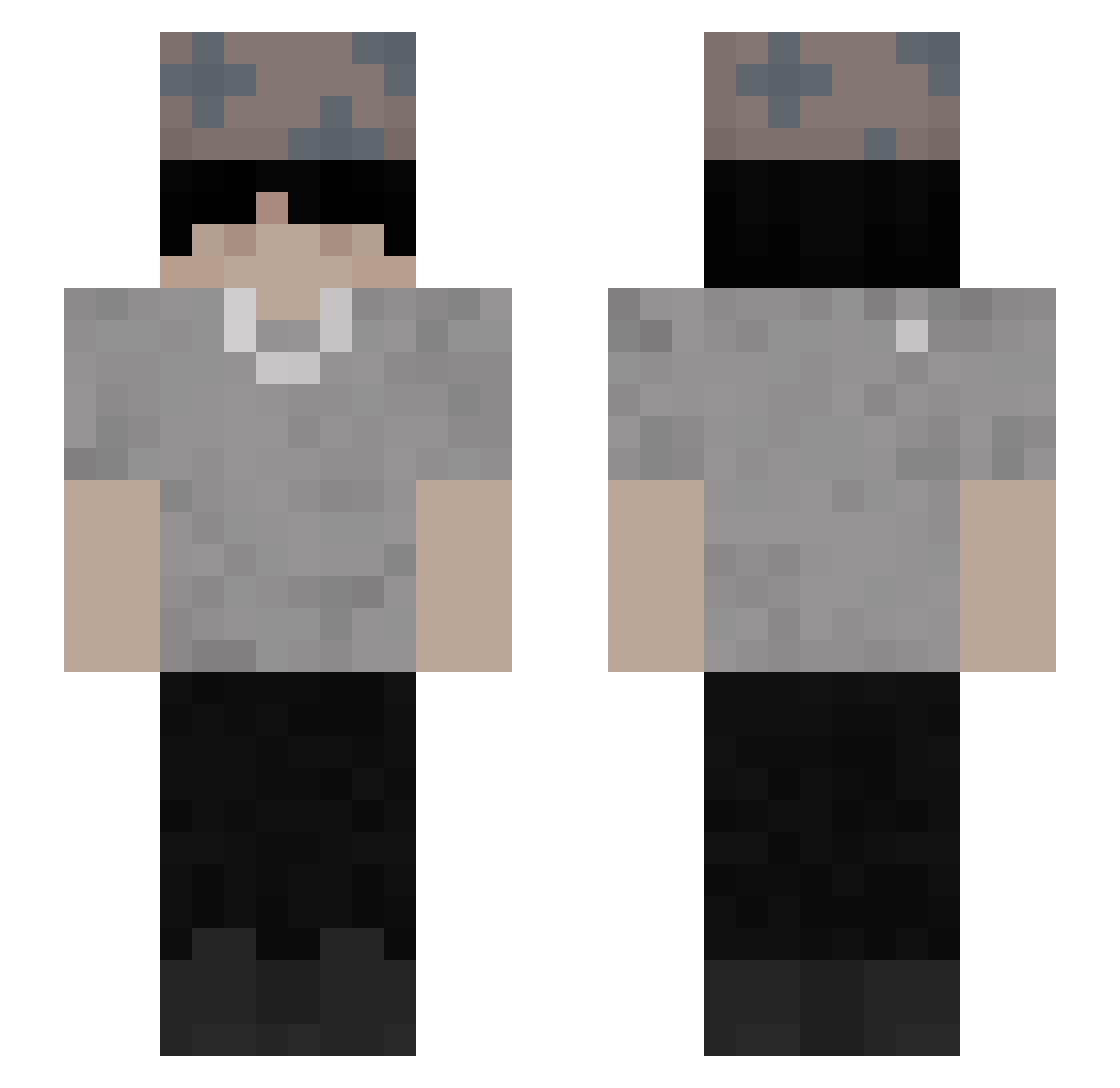 Woozyiee Minecraft skin, front and back view