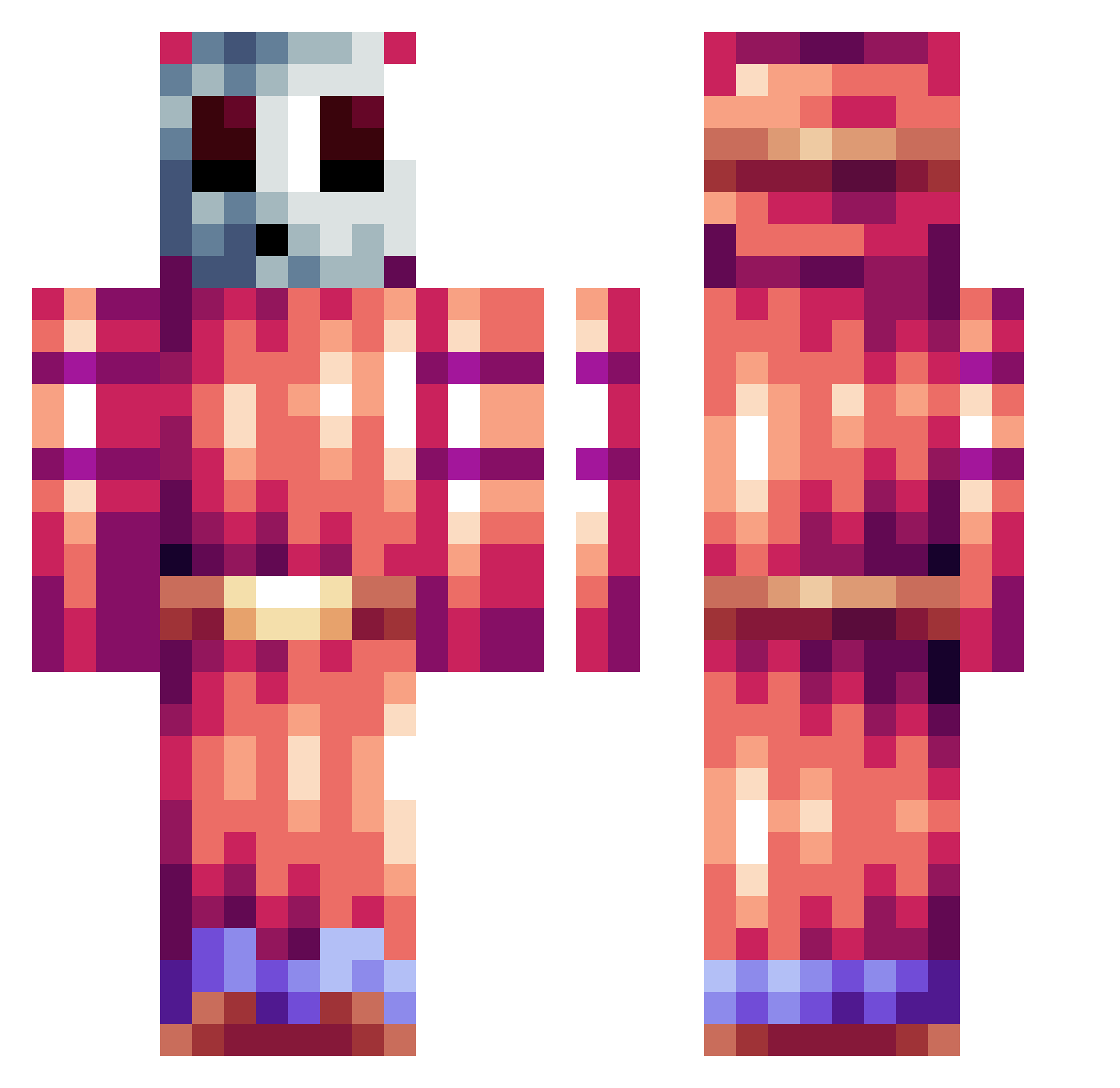 Twenzieeeee Minecraft skin, front and back view