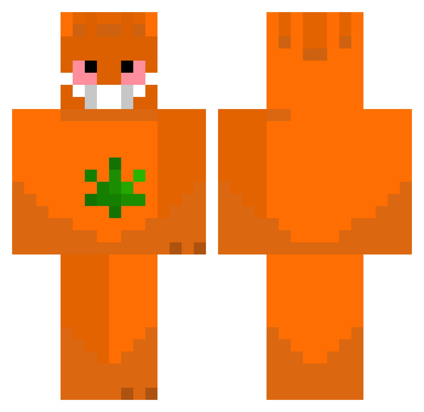 BrainDeadKarmel Minecraft skin, front and back view