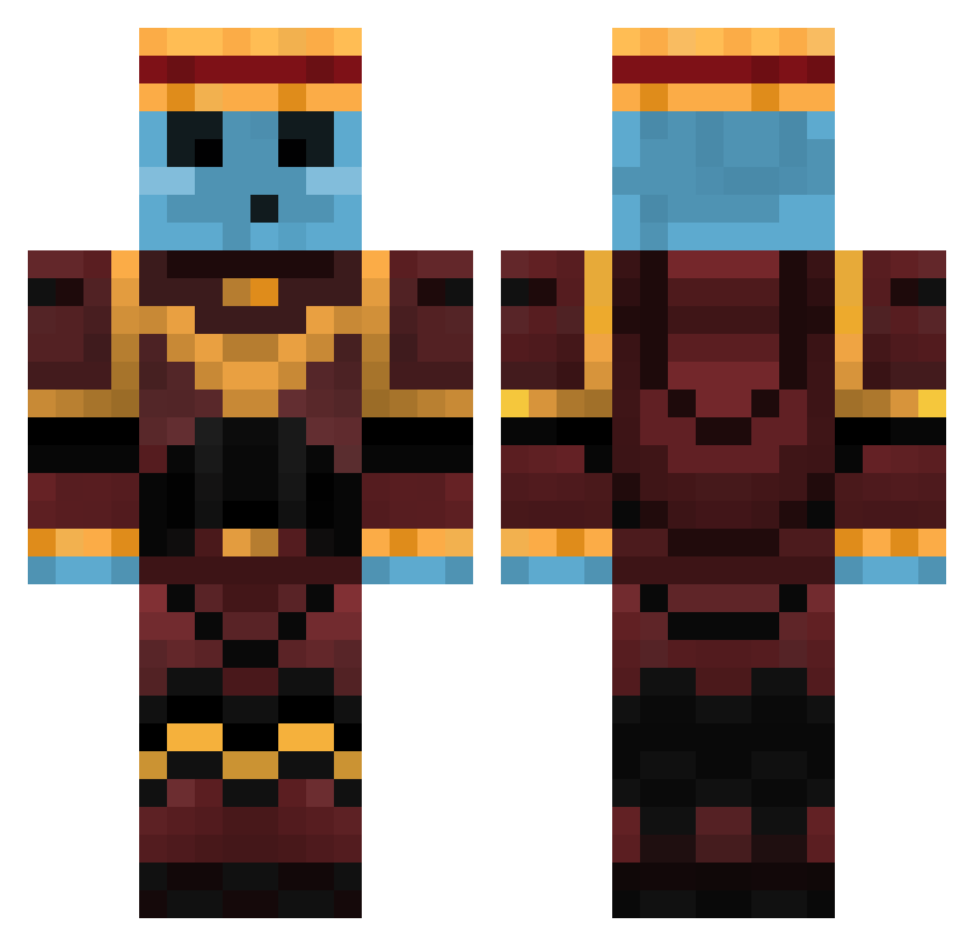 Brizh Minecraft skin, front and back view