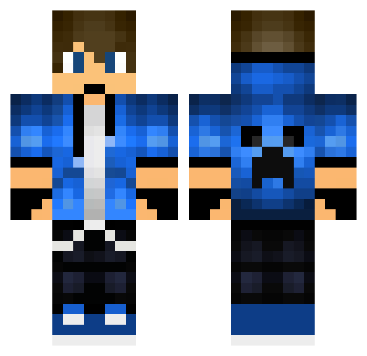 Robotition Minecraft skin, front and back view
