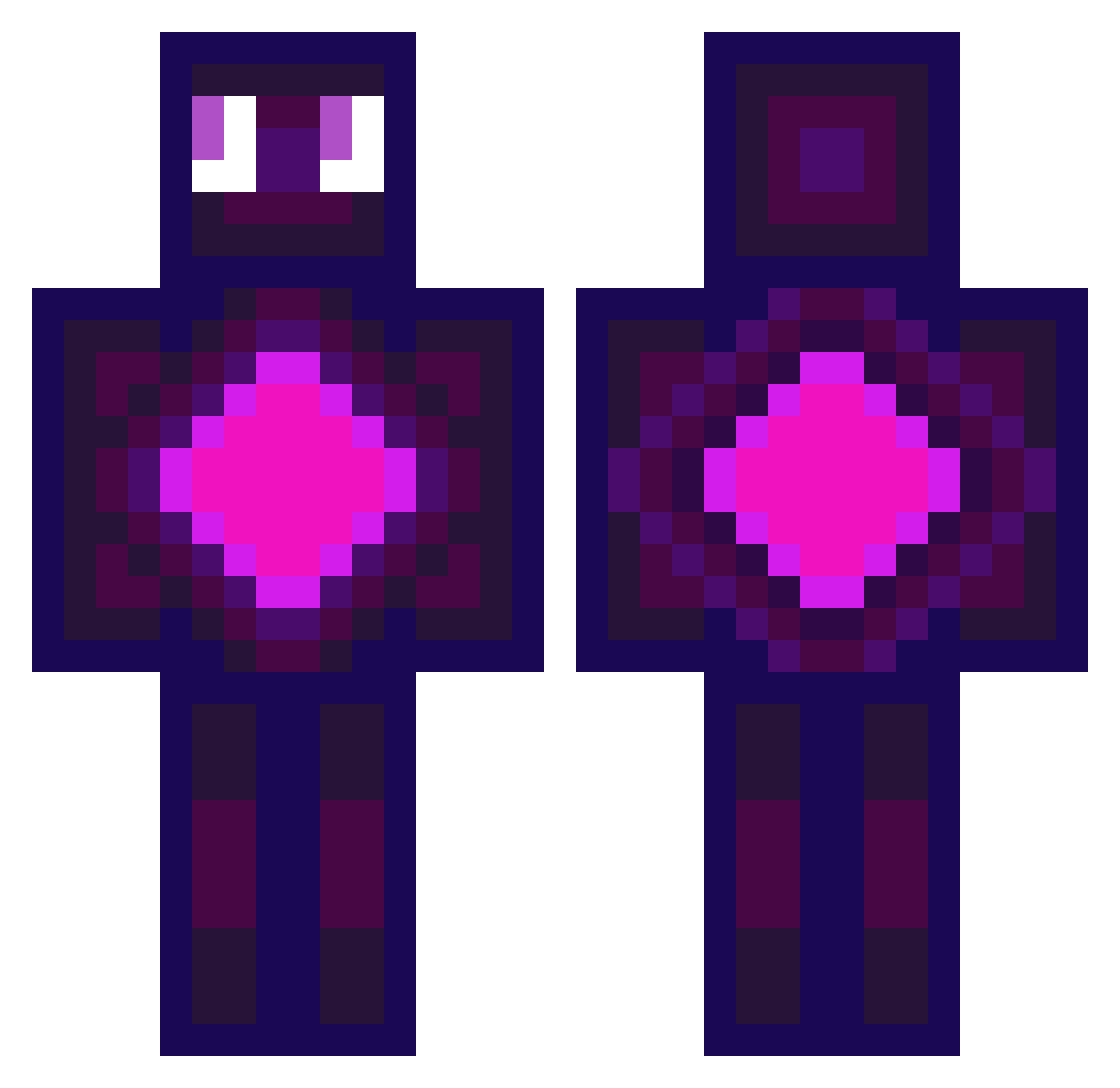 Pupavac Minecraft skin, front and back view