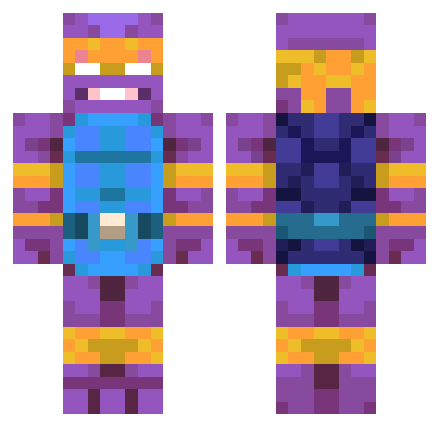 Pokuty Minecraft skin, front and back view