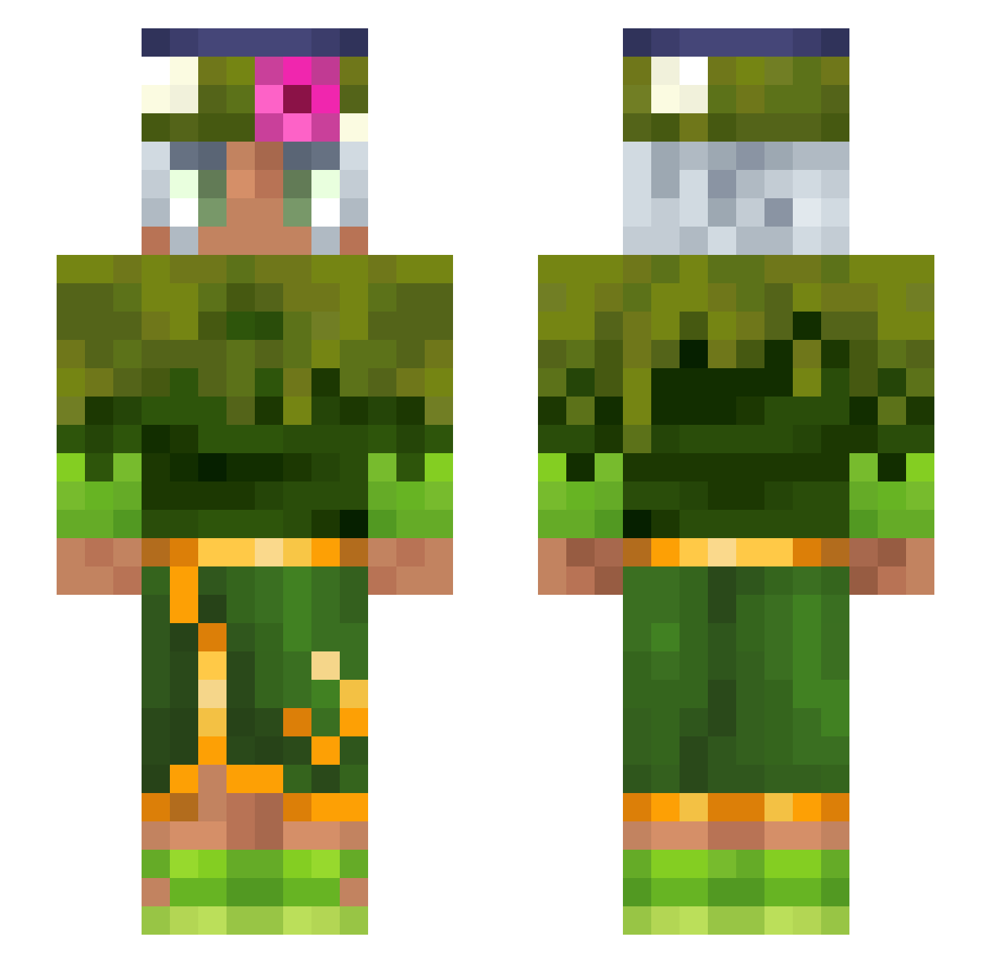 HajikSS Minecraft skin, front and back view