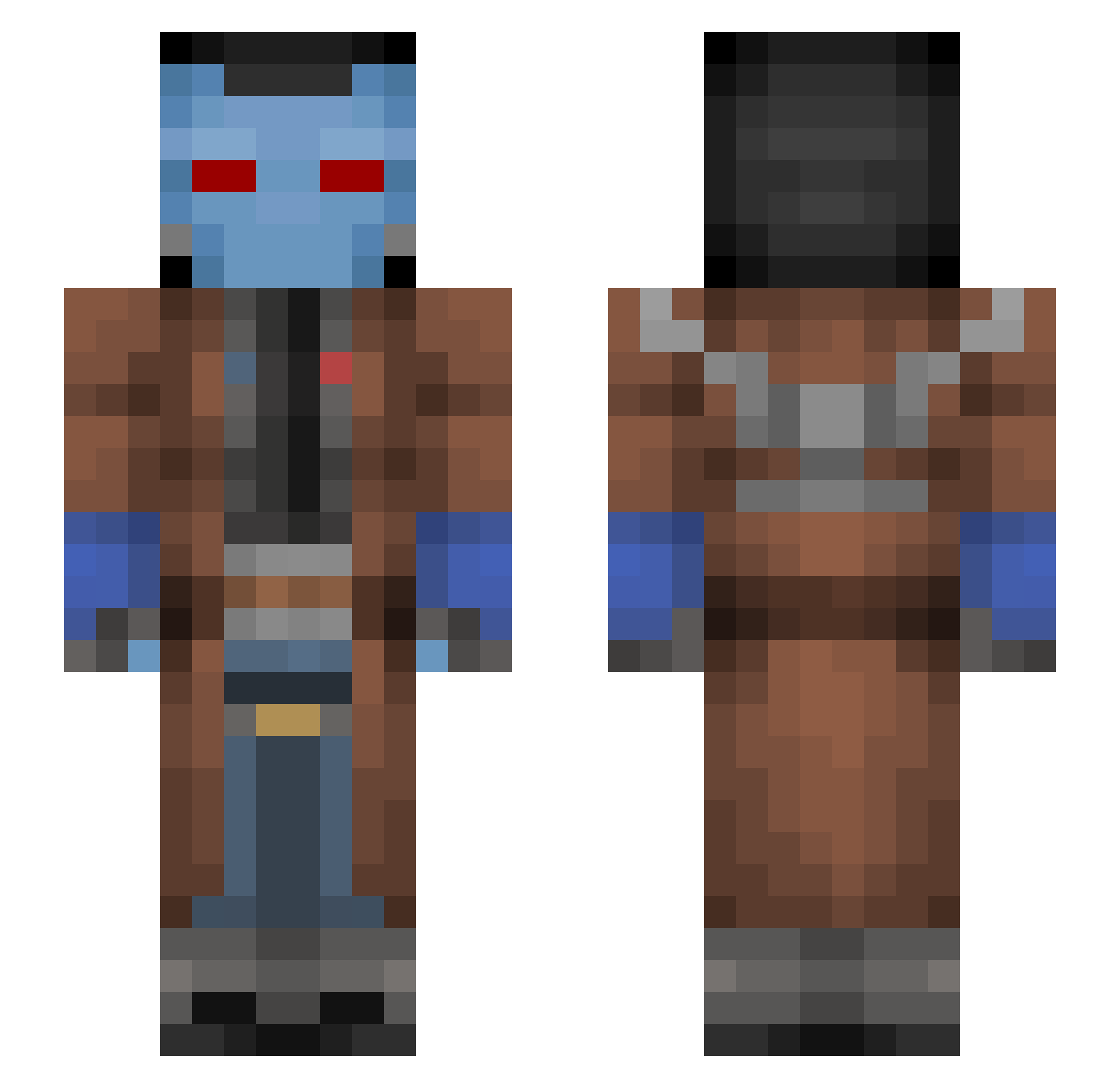 Mosh199 Minecraft skin, front and back view