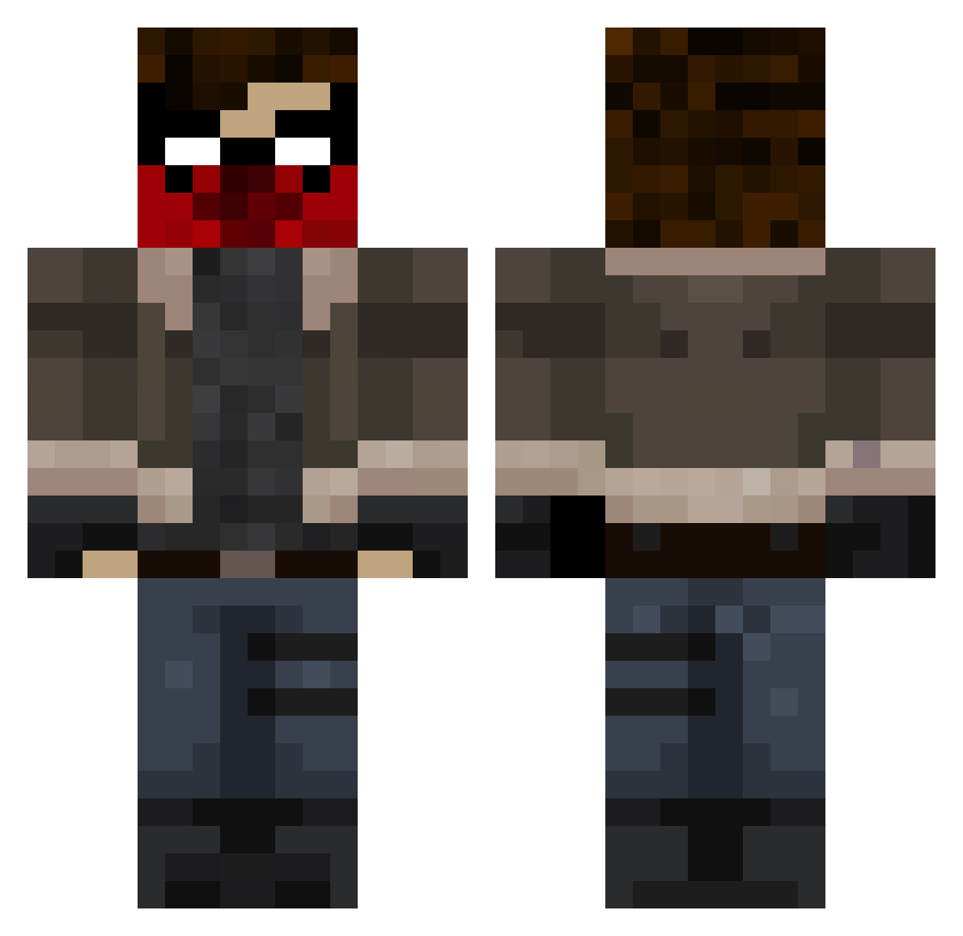 Rotkappchenn Minecraft skin, front and back view