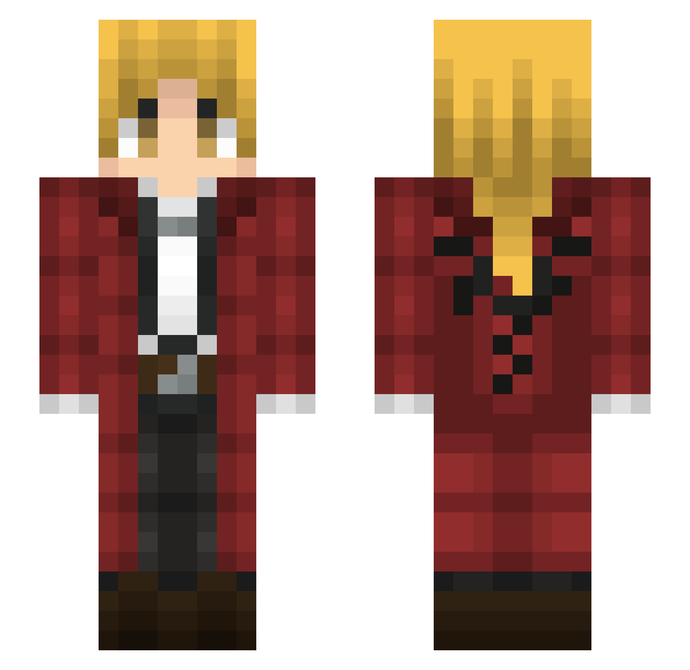 DontMakeMeMoist Minecraft skin, front and back view