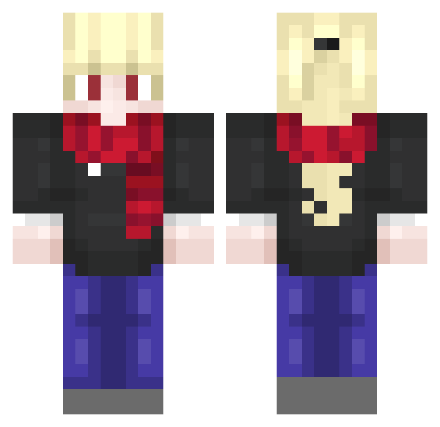 PikaPrisma Minecraft skin, front and back view