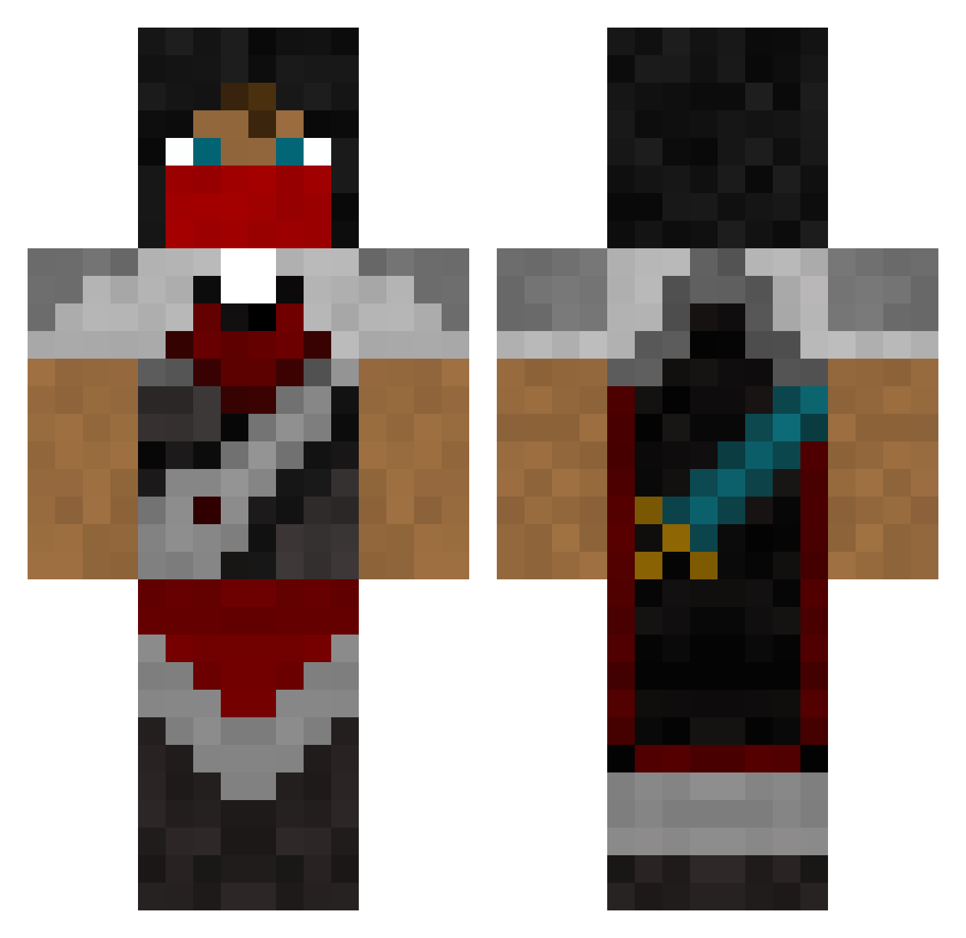Paraplegia Minecraft skin, front and back view