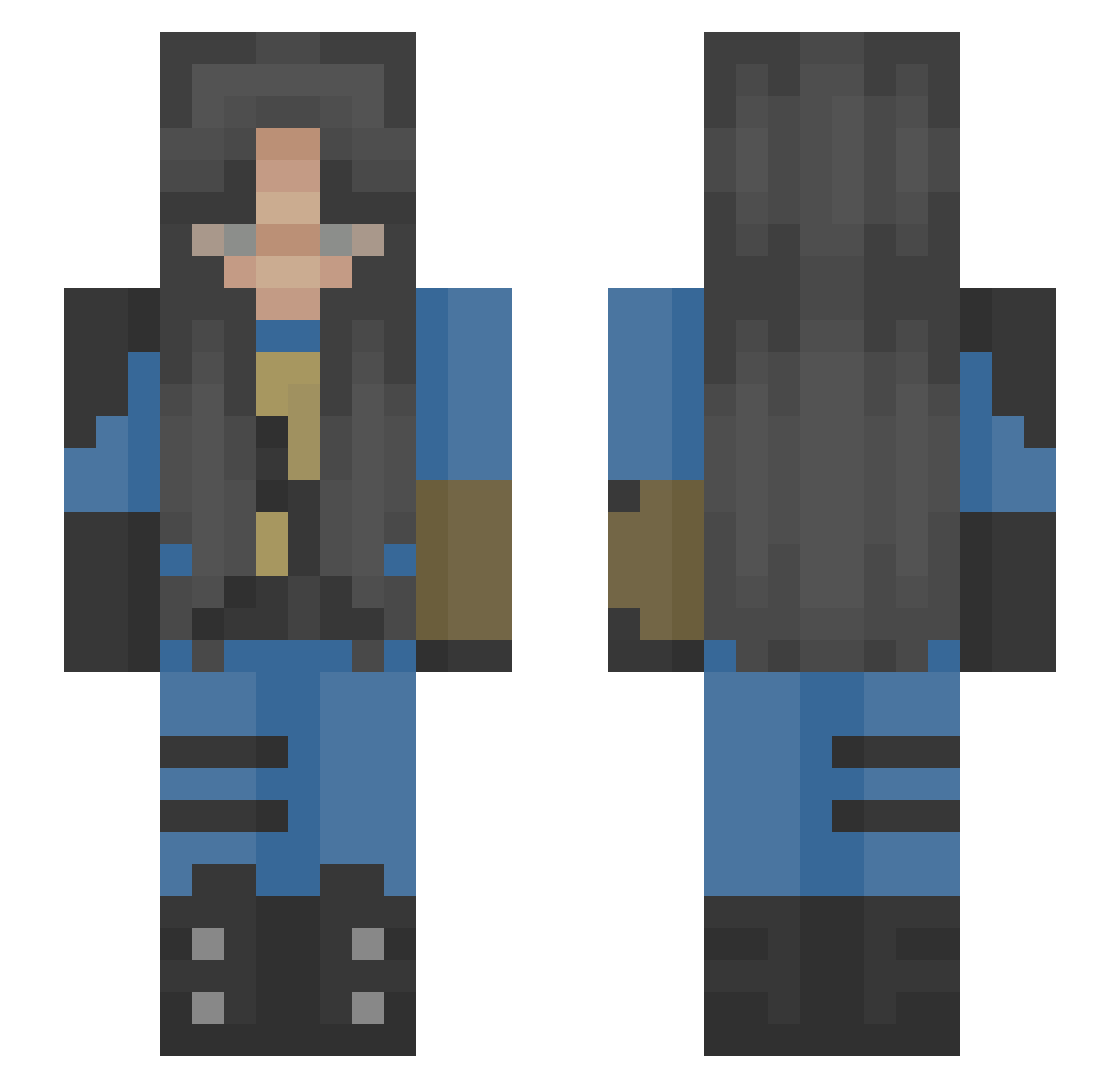 blhvns Minecraft skin, front and back view