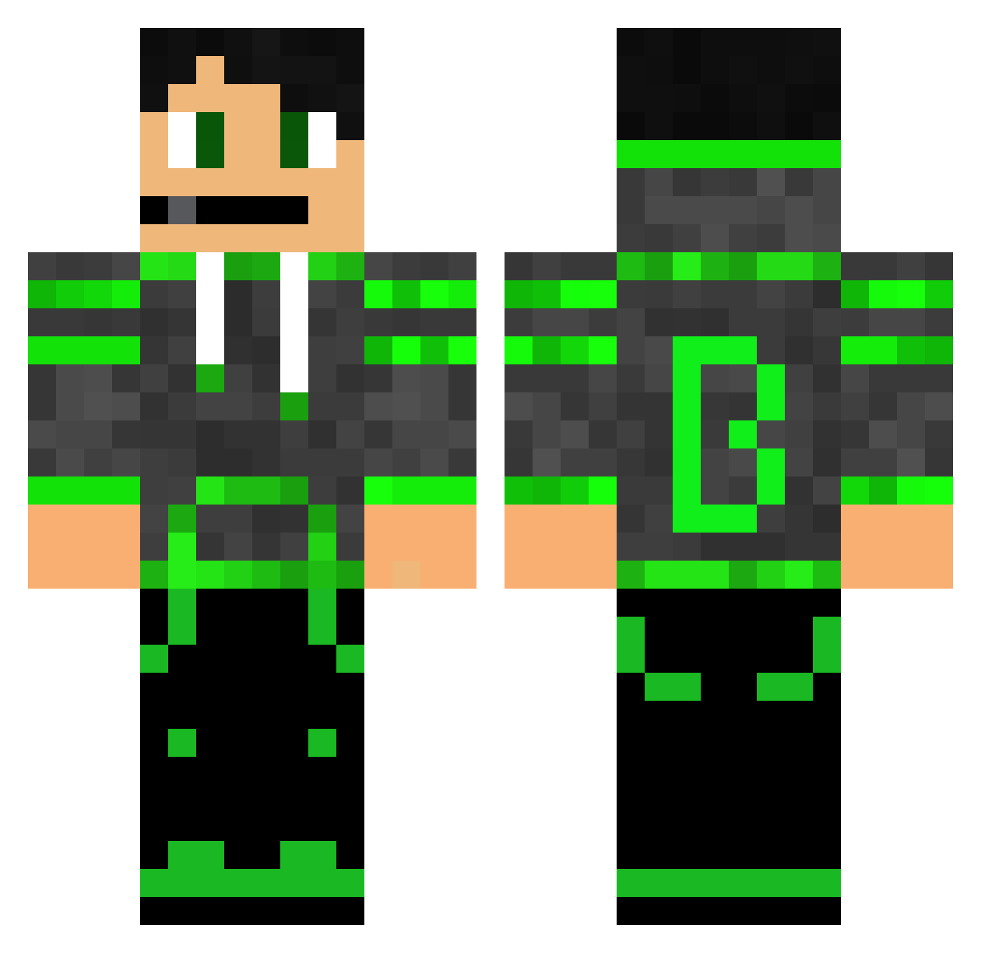 TheButFace Minecraft skin, front and back view