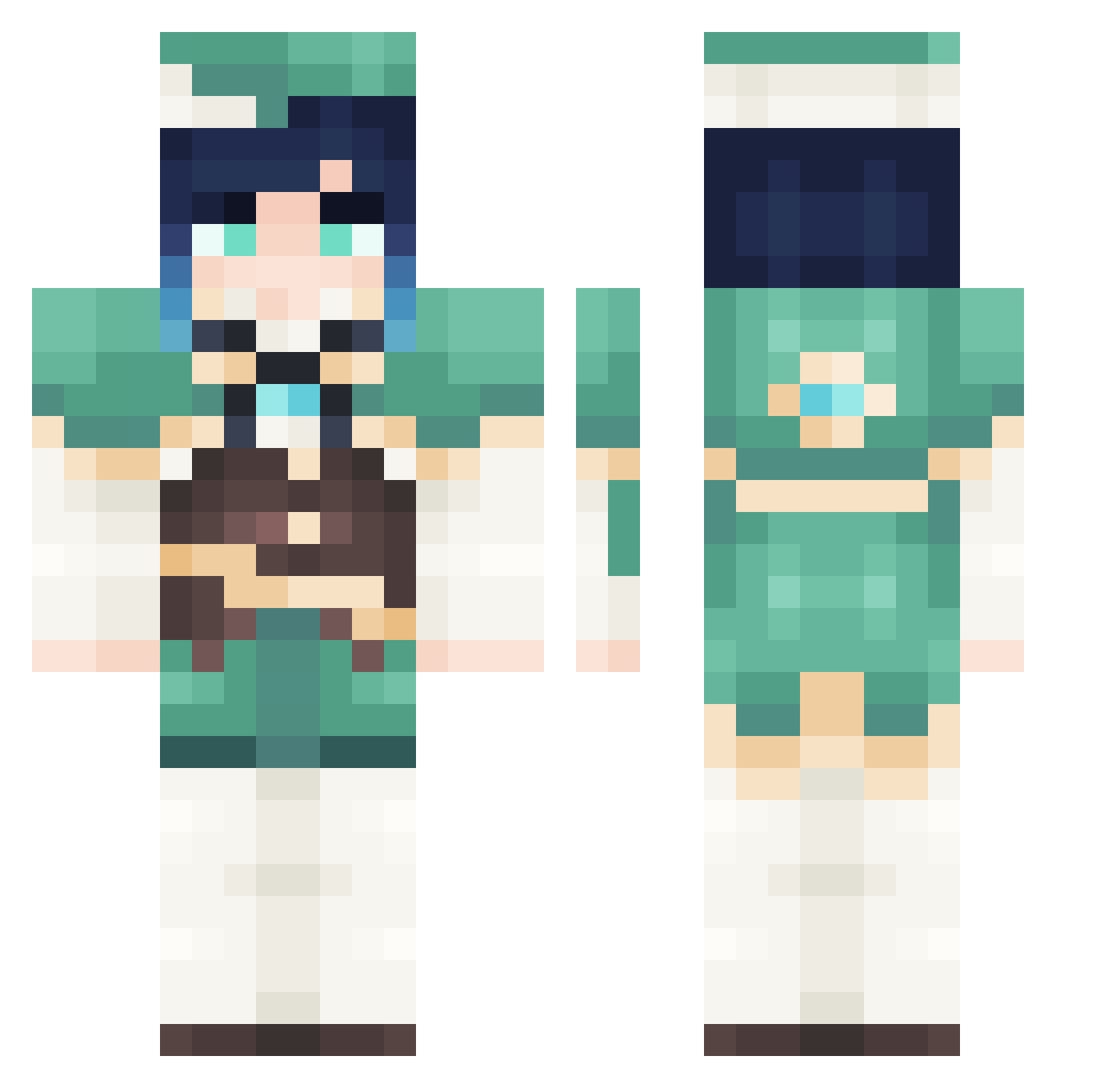 MintTM Minecraft skin, front and back view