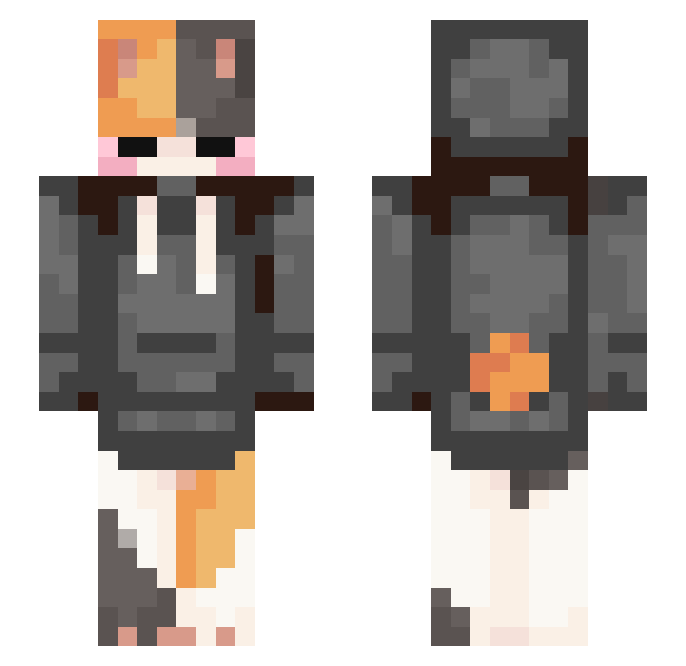 madeofmirrors Minecraft skin, front and back view