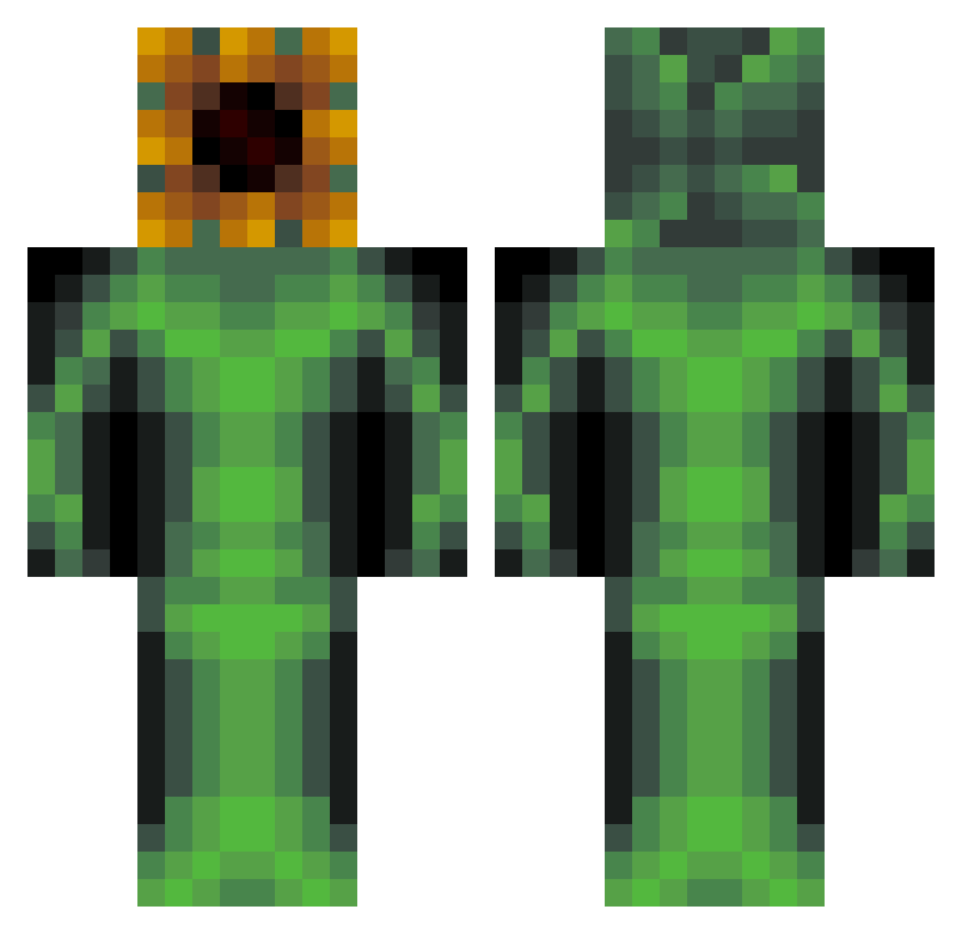 xCoca Minecraft skin, front and back view