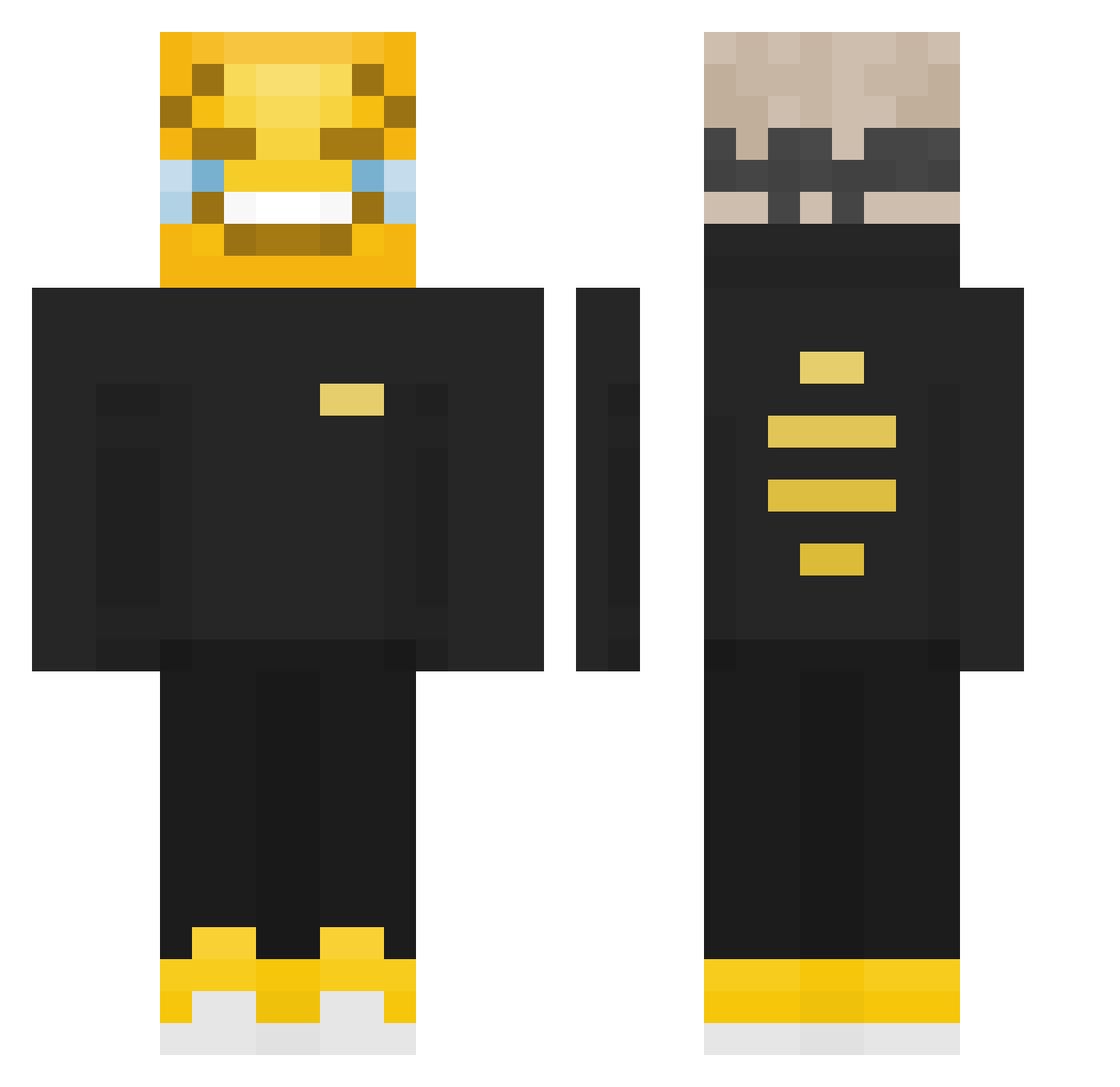 LuteSka Minecraft skin, front and back view