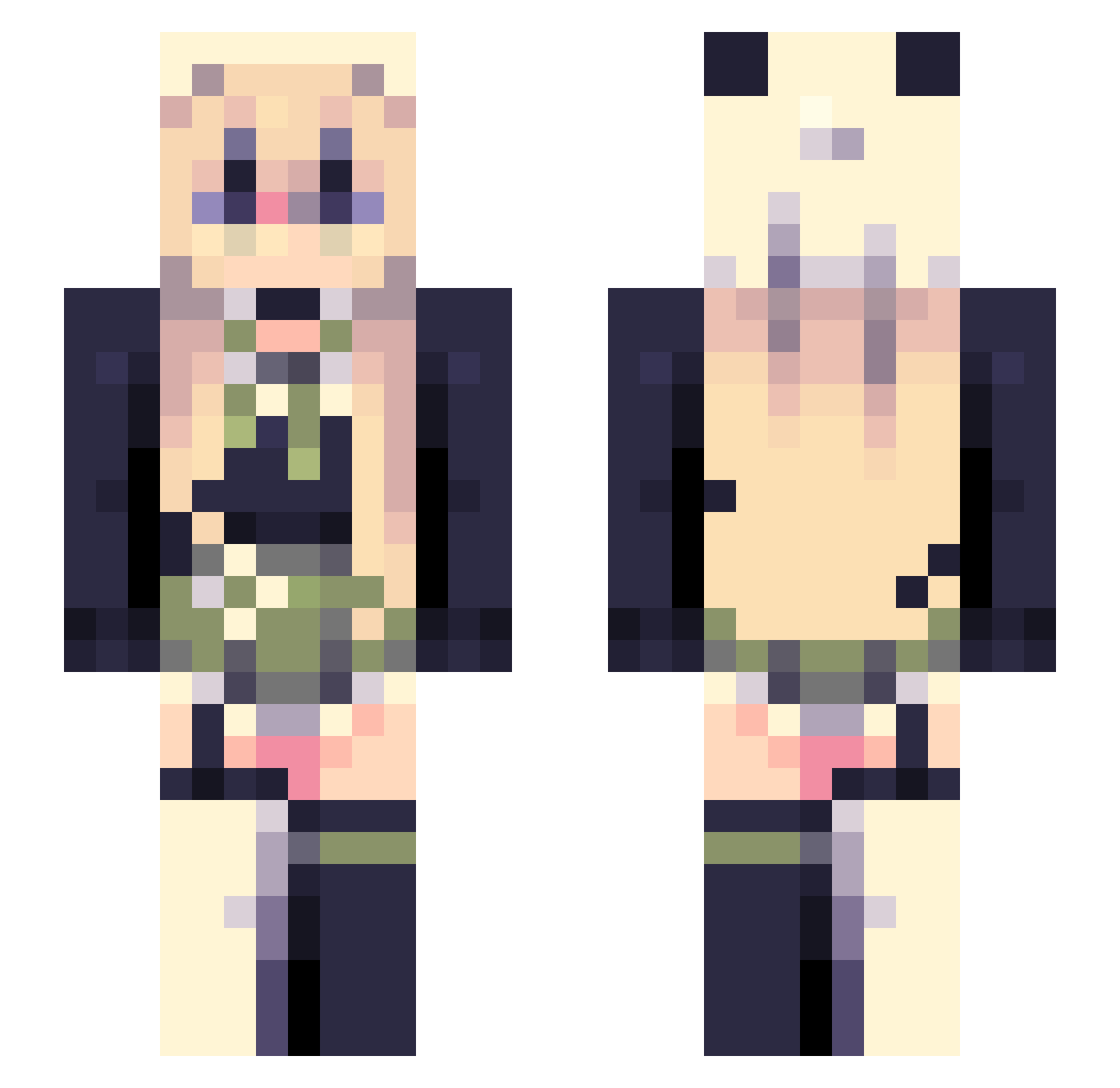 qloomyy Minecraft skin, front and back view