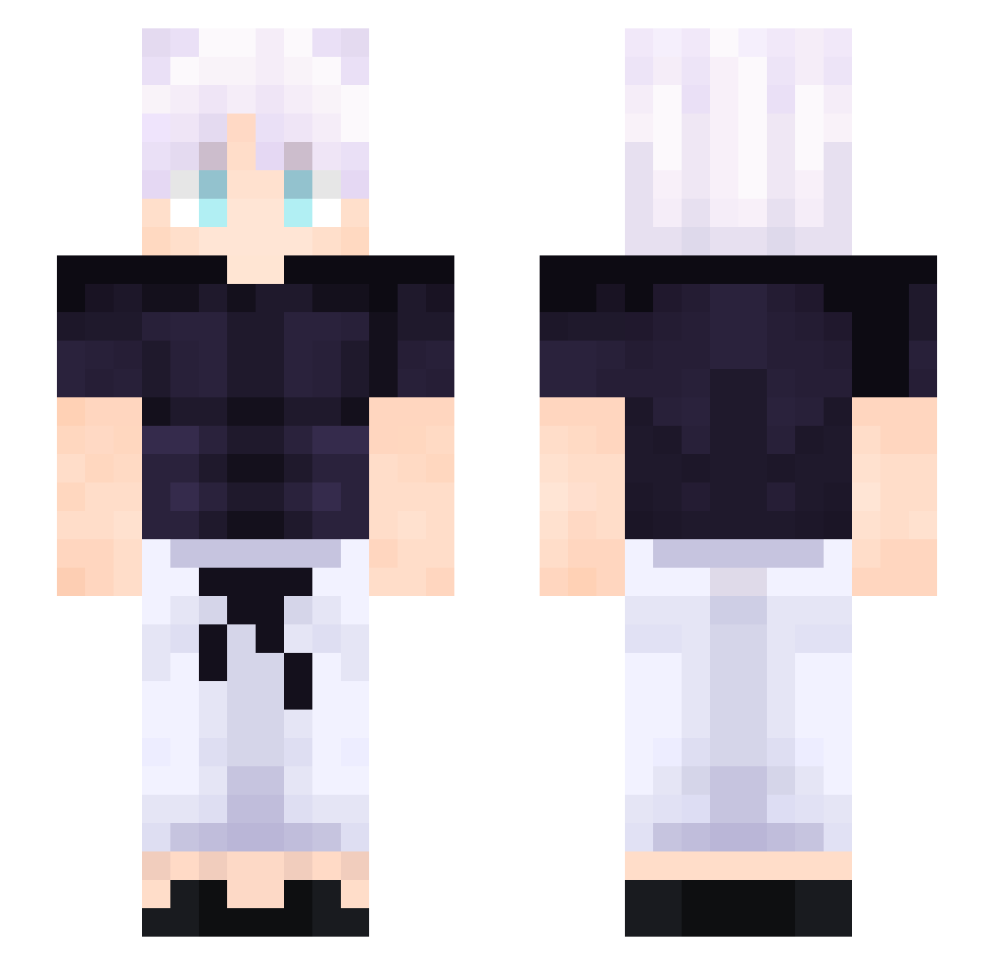 theanimetiddies Minecraft skin, front and back view