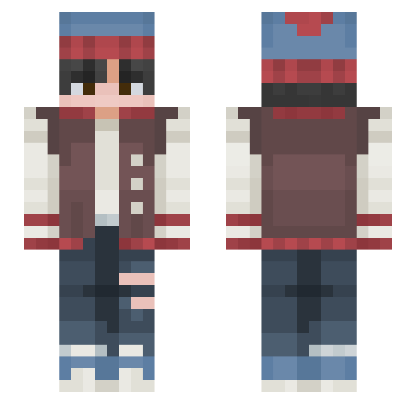 69kVideo Minecraft skin, front and back view