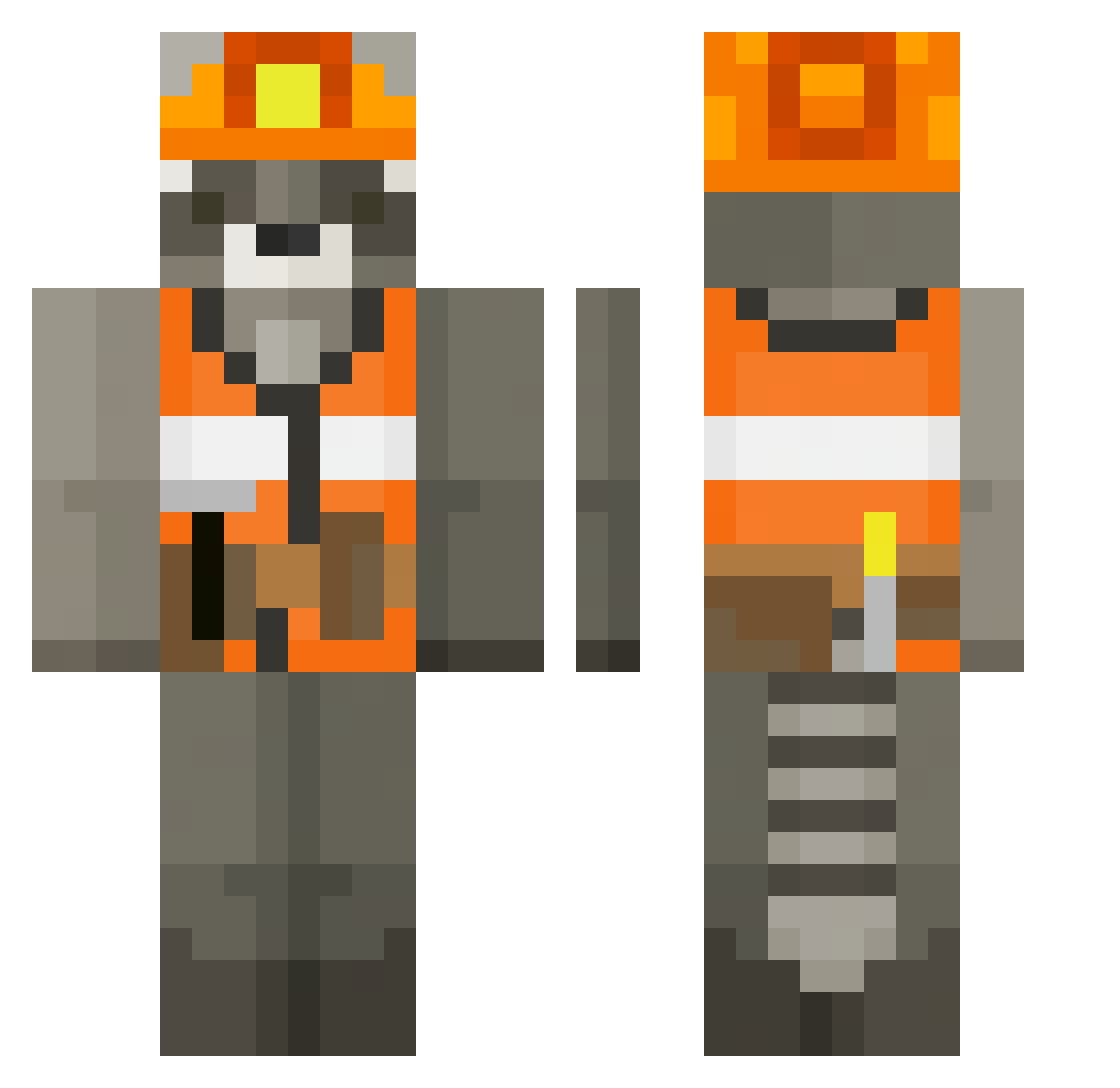 Draped Minecraft skin, front and back view
