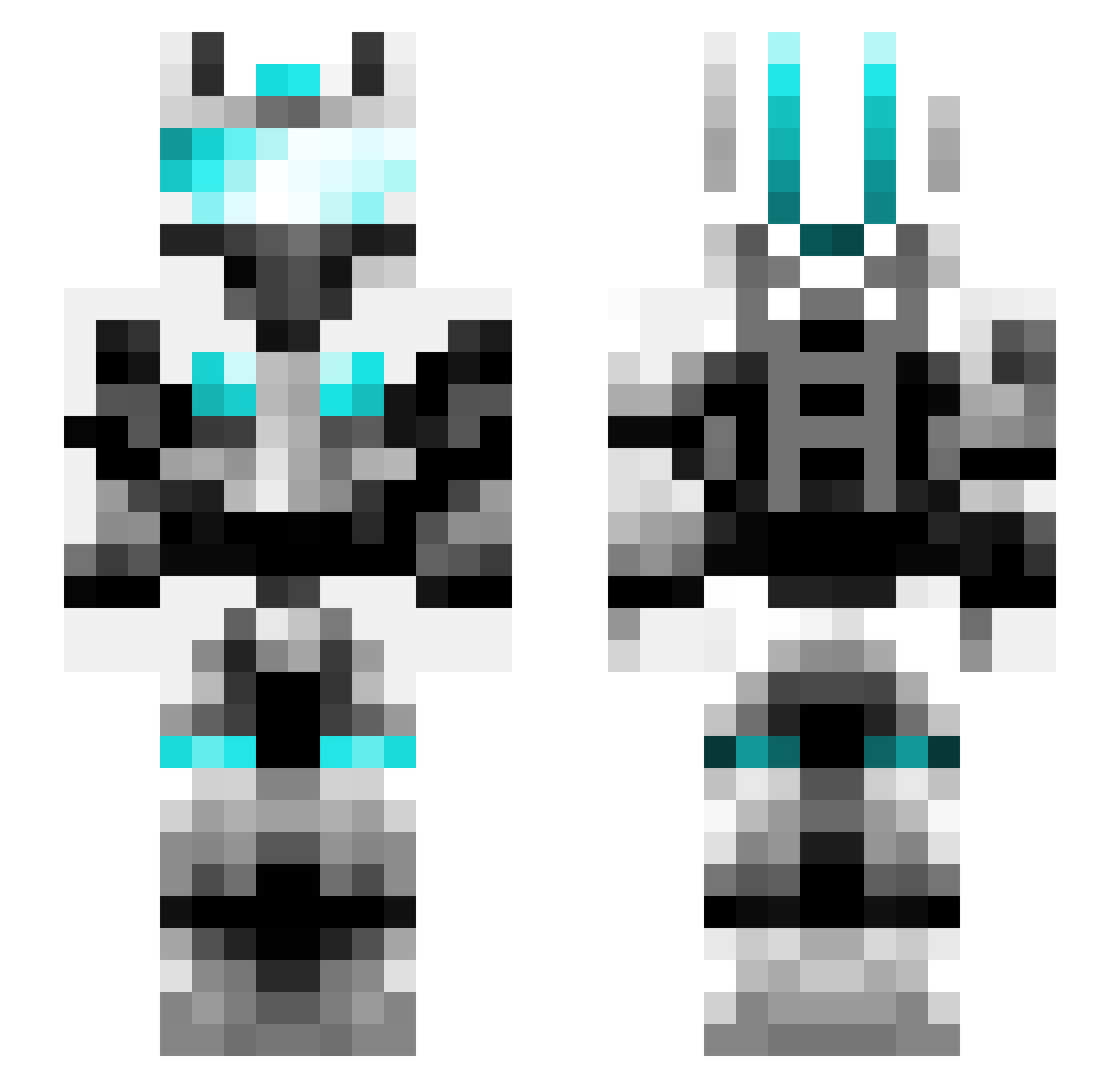 Pentafeeder Minecraft skin, front and back view