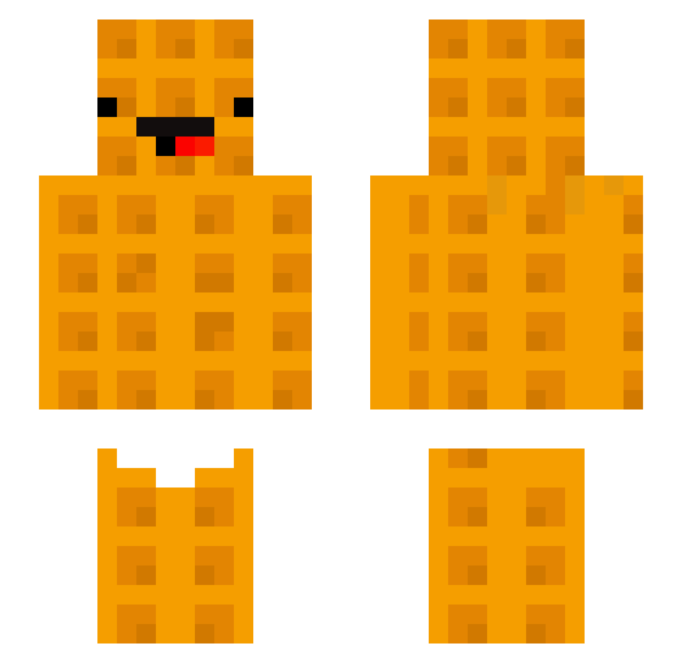 Waffeer Minecraft skin, front and back view