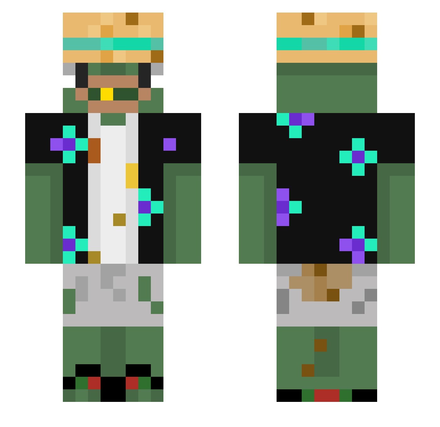MrSmelySock Minecraft skin, front and back view