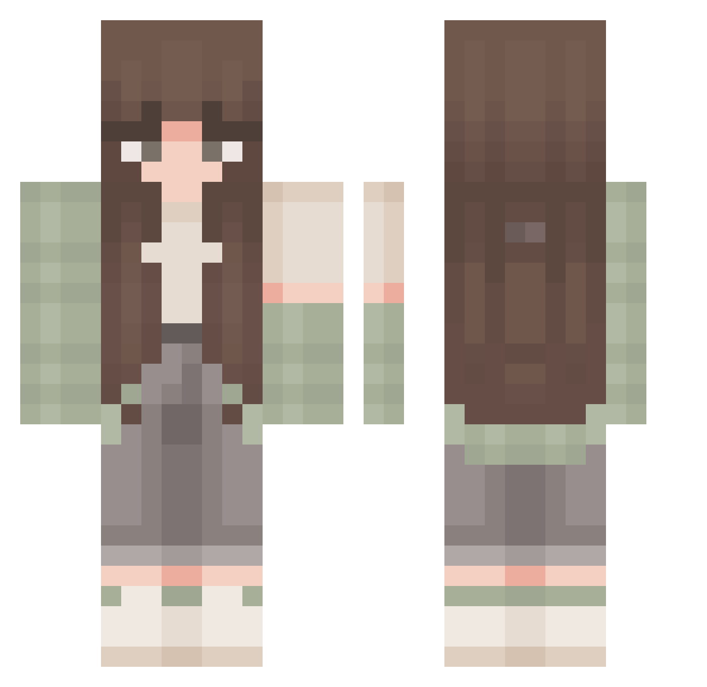 Isadederde Minecraft skin, front and back view