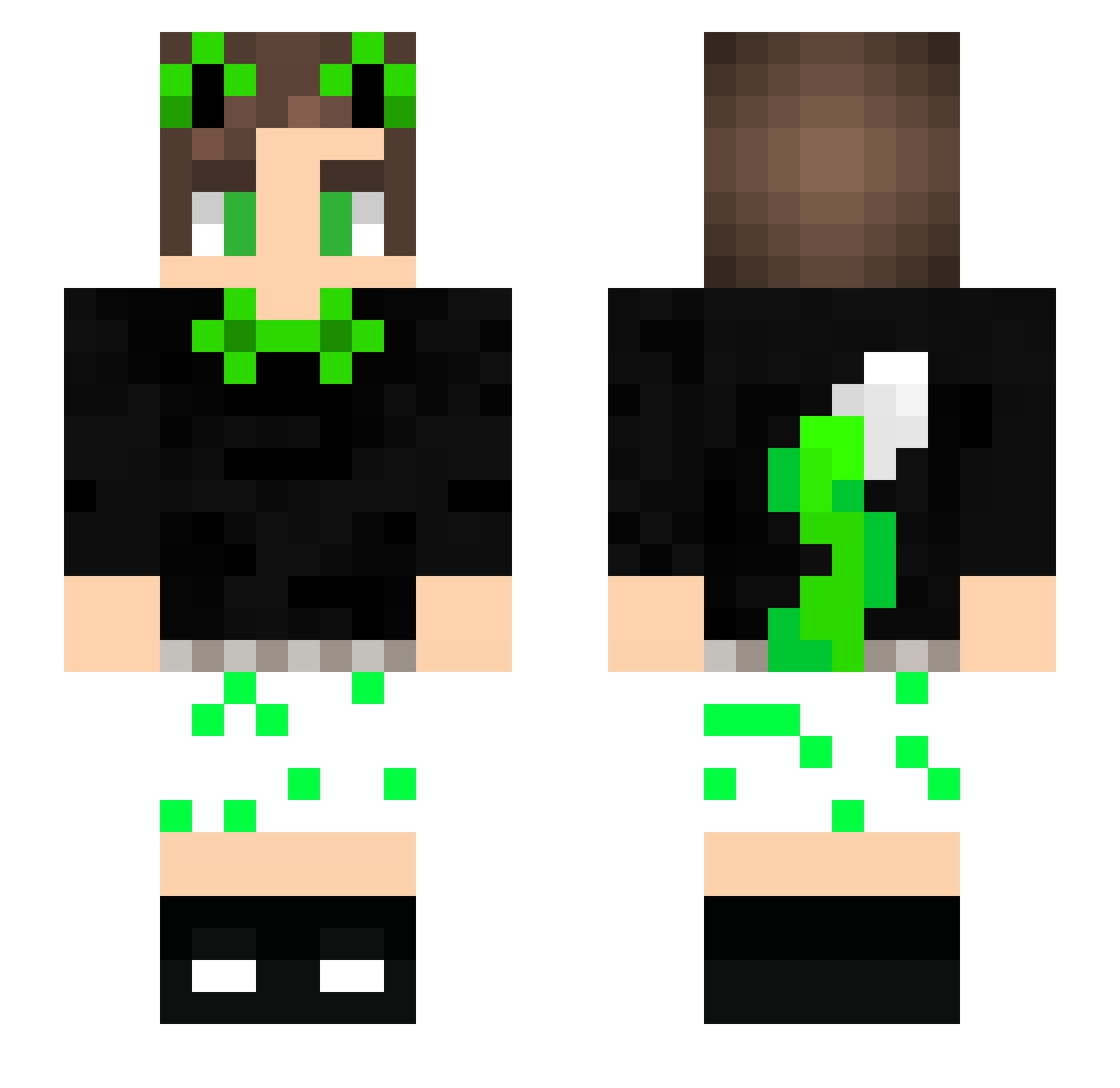 GreenAndSour Minecraft skin, front and back view