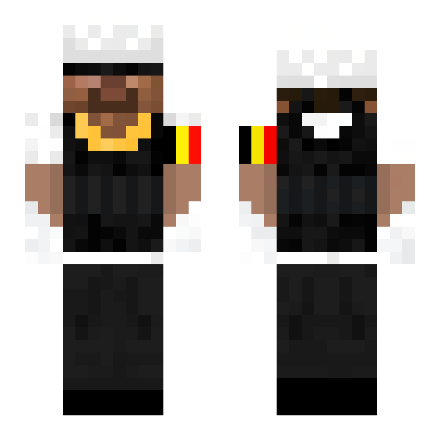 M3TZI3 Minecraft skin, front and back view