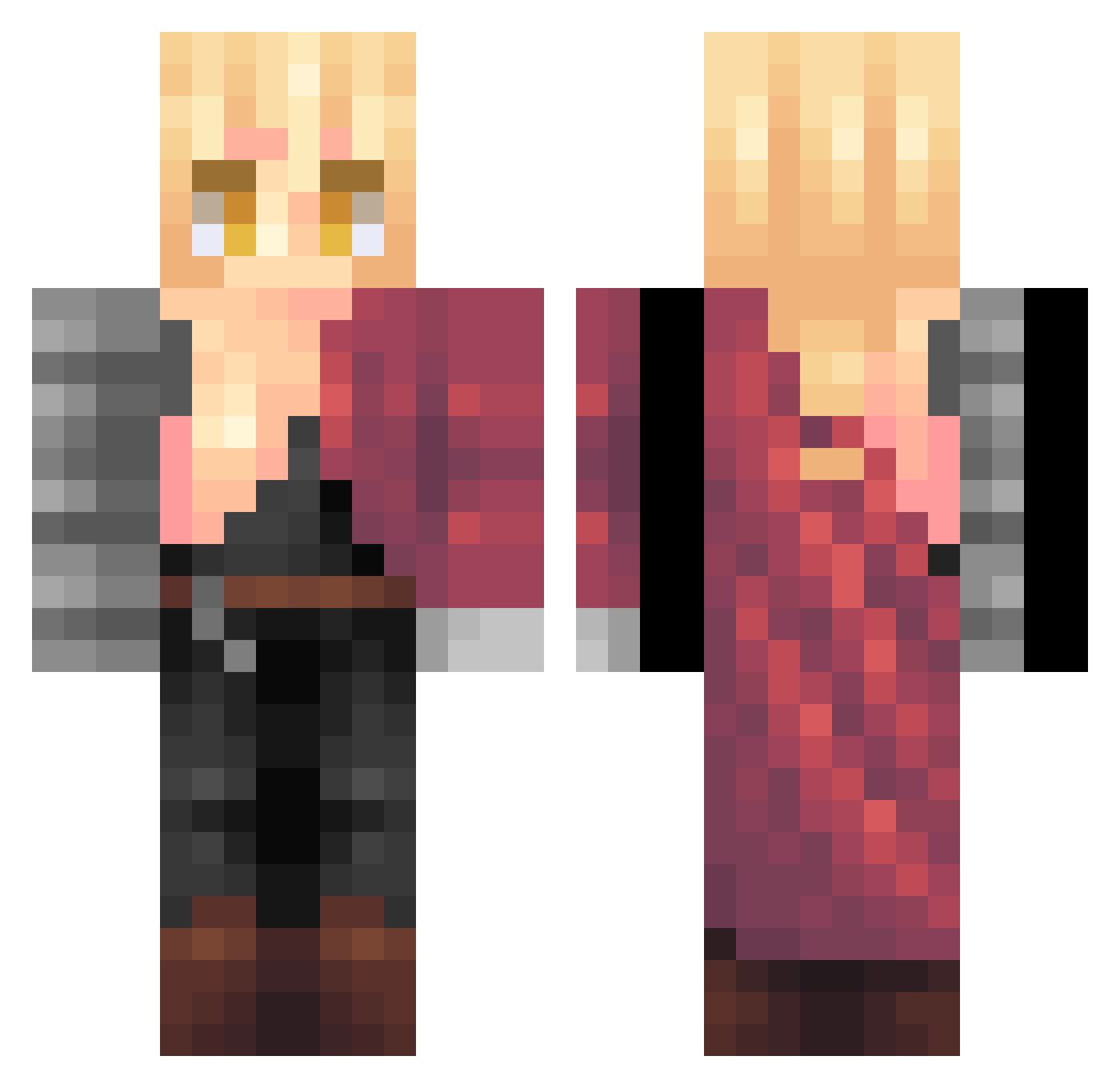 Lorkhann36 Minecraft skin, front and back view