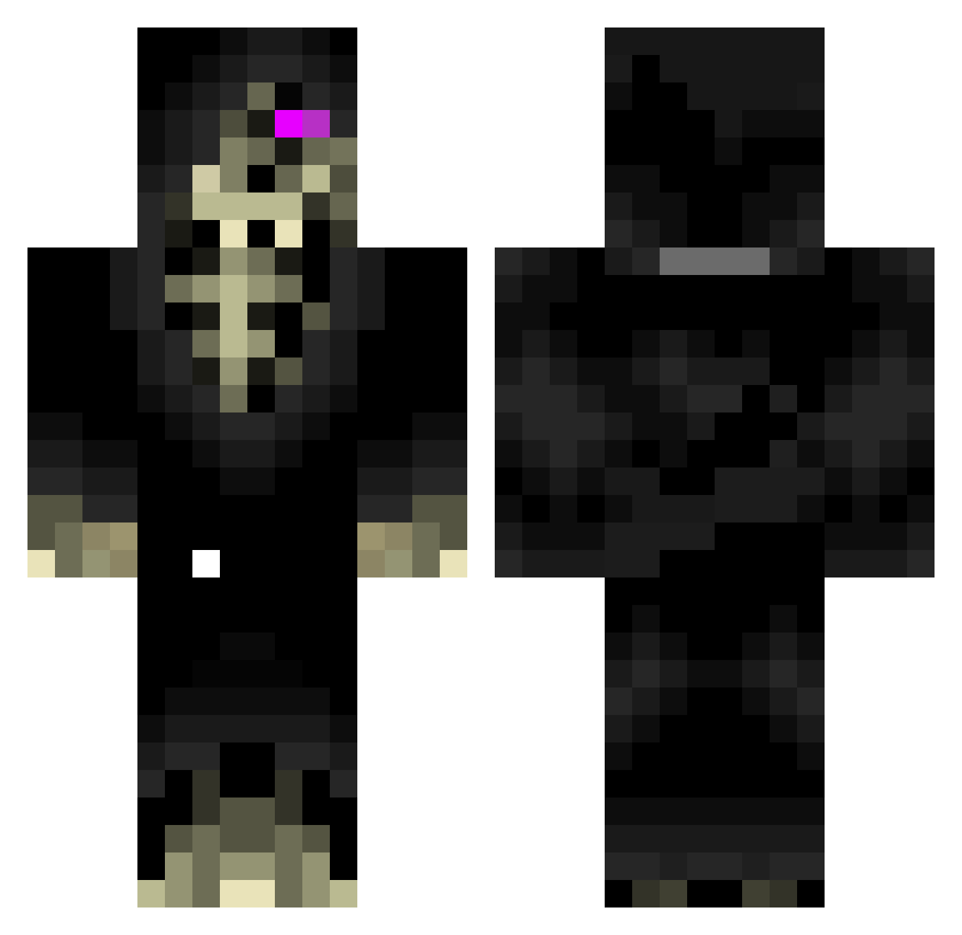 Phobias Minecraft skin, front and back view