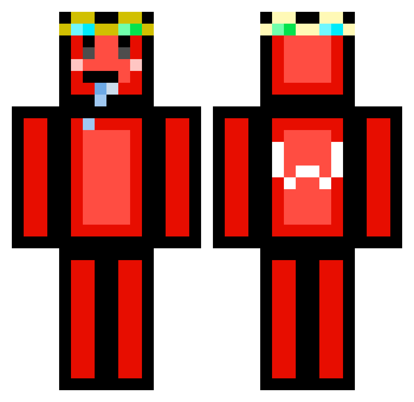 WazerBattle Minecraft skin, front and back view
