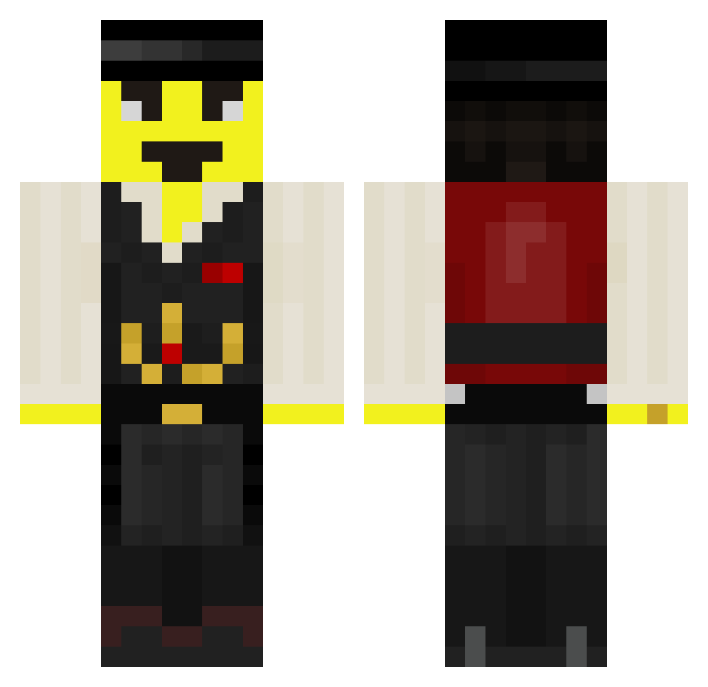 PixelPlop Minecraft skin, front and back view