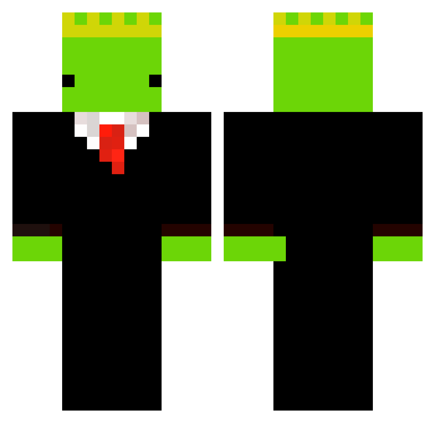 GreenismMC Minecraft skin, front and back view