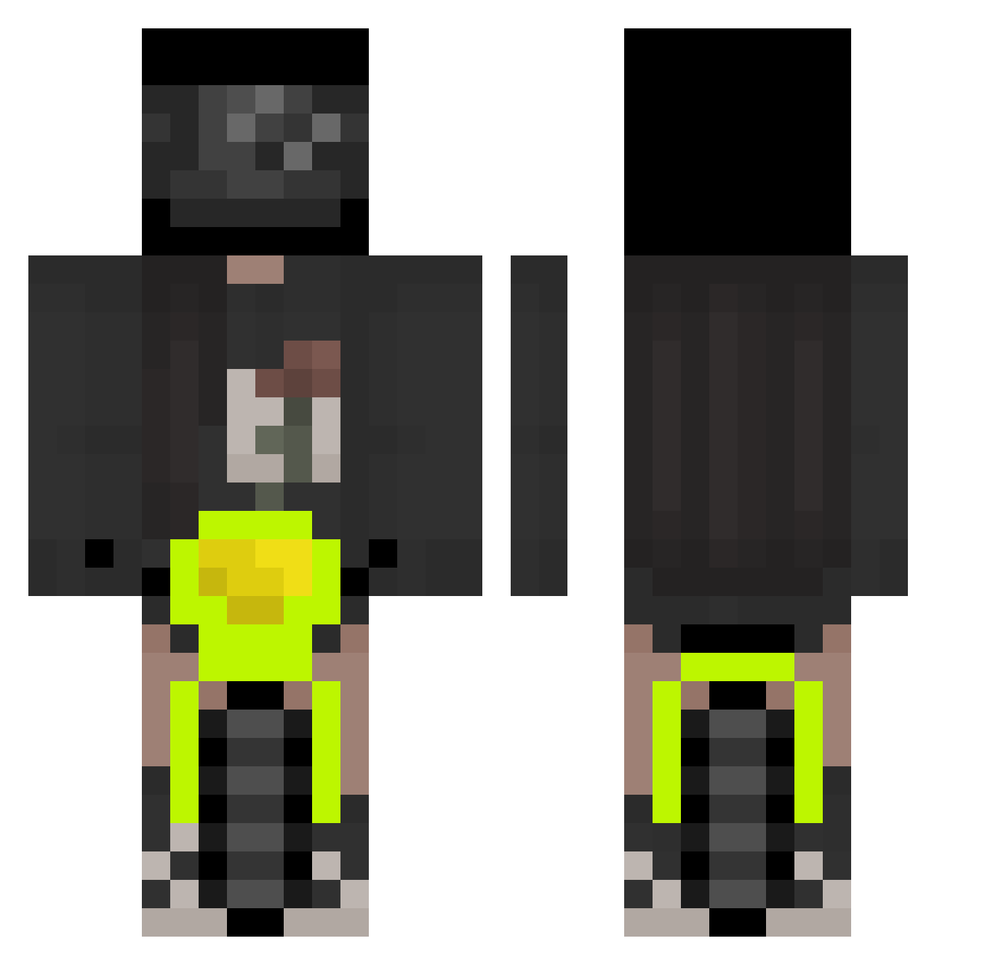 Gman10respect Minecraft skin, front and back view