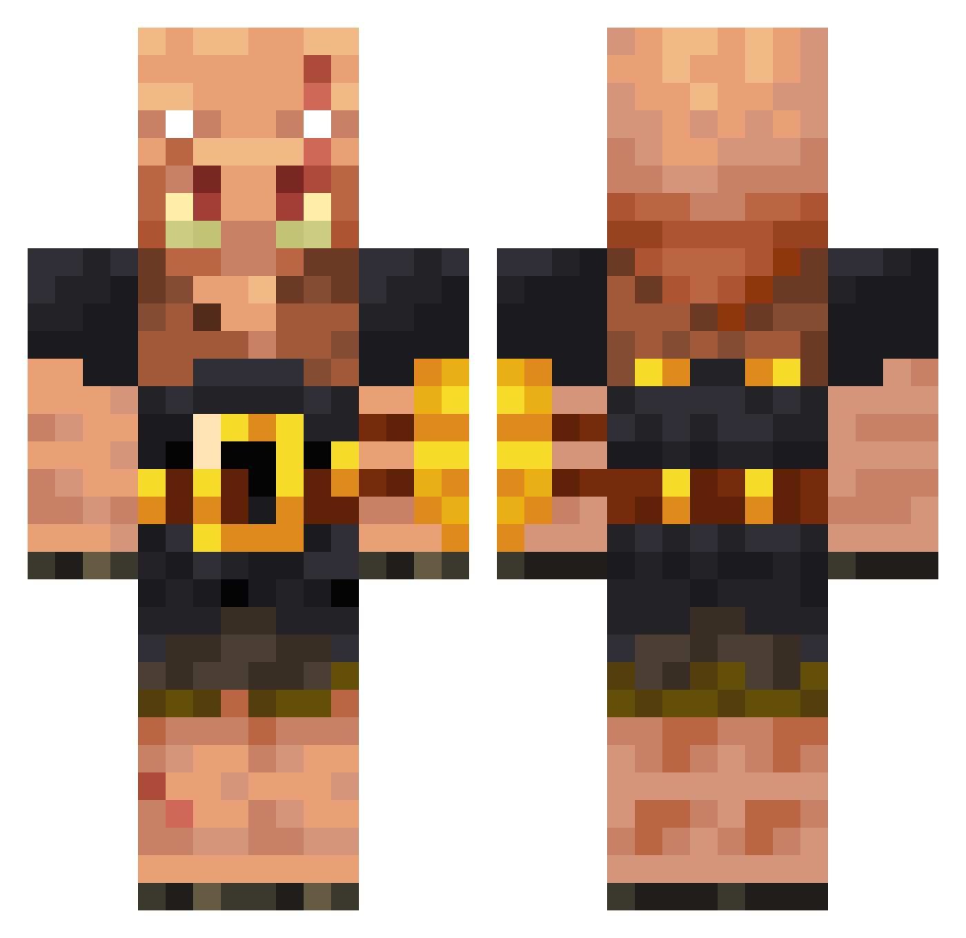 Staalbal Minecraft skin, front and back view