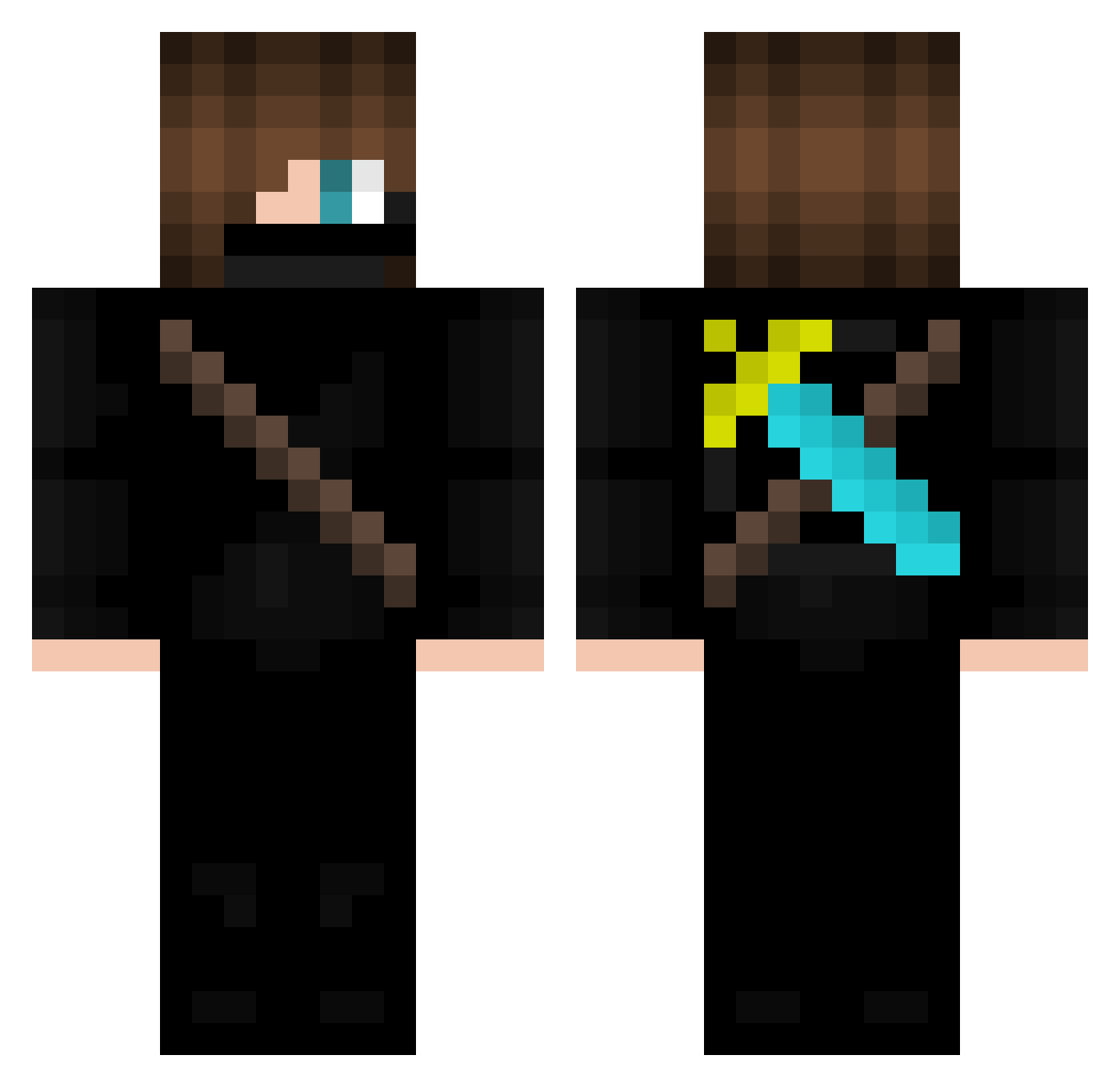 blekBomb228 Minecraft skin, front and back view