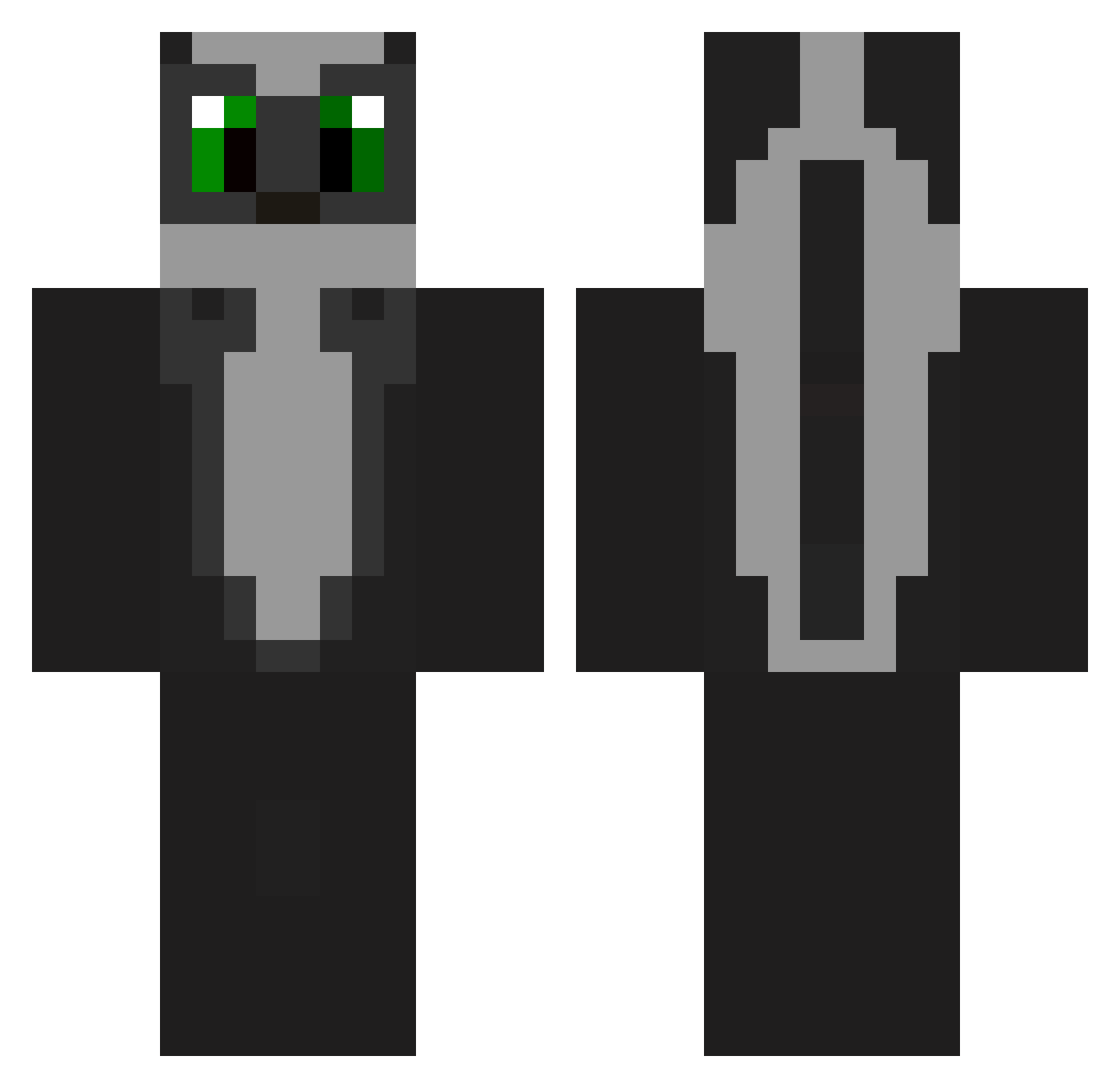 Zorillo Minecraft skin, front and back view