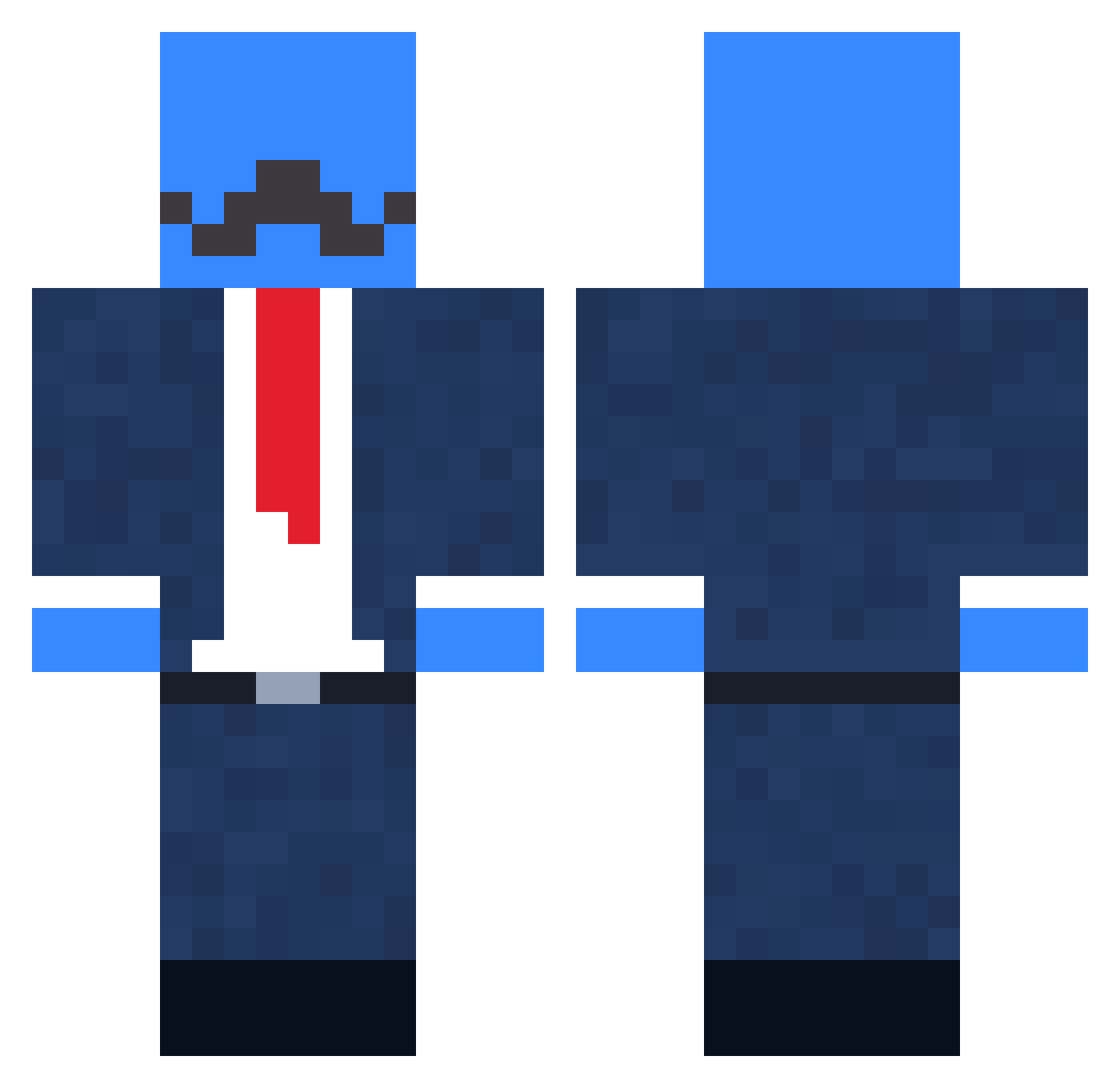 XLman10 Minecraft skin, front and back view