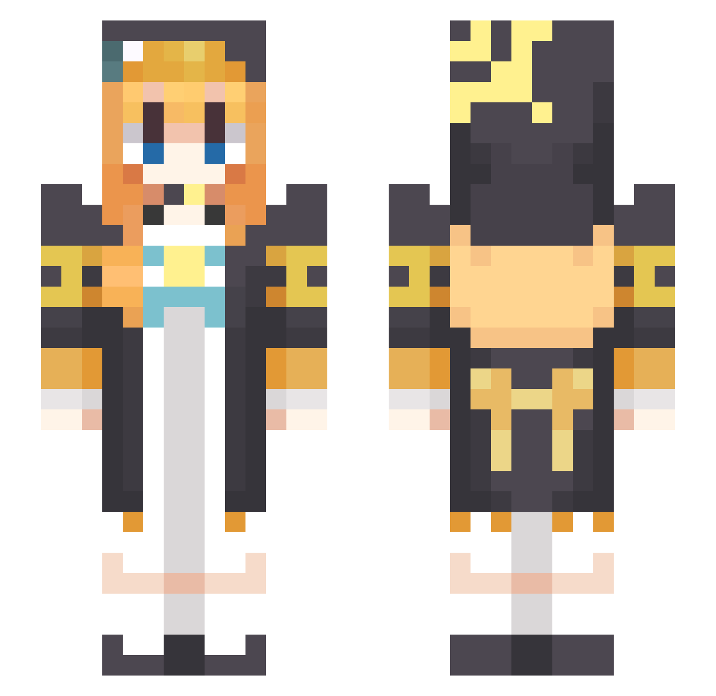Raylogs Minecraft skin, front and back view