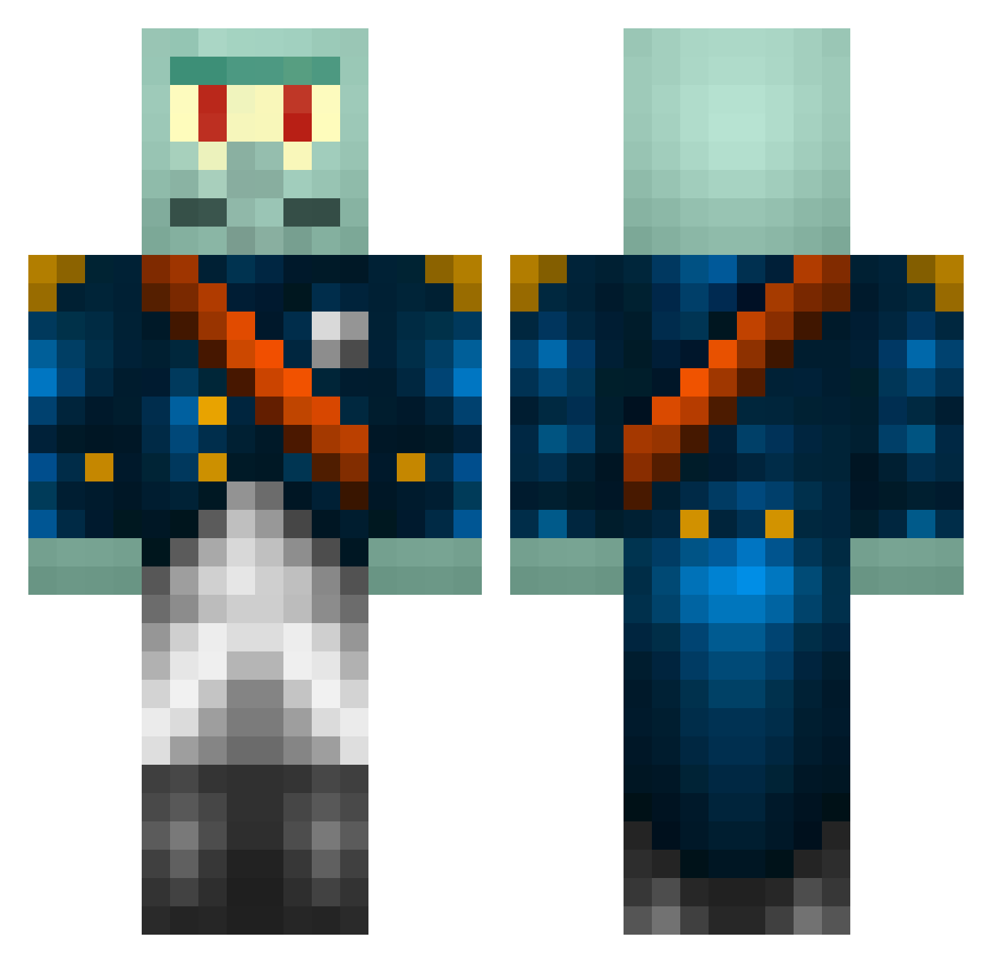 Drawnah Minecraft skin, front and back view
